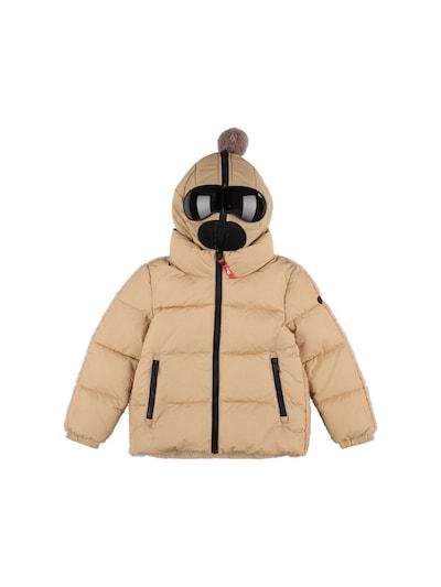 Hooded nylon & teddy puffer jacket by AI RIDERS