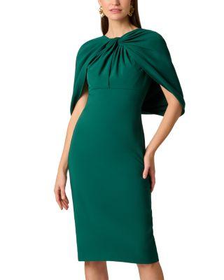 Crepe Cape Dress by AIDAN MATTOX