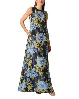 Floral Jacquard Trapeze Gown by AIDAN MATTOX