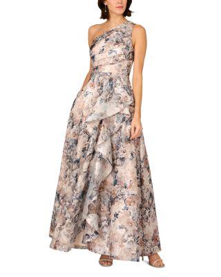 Printed Jacquard Long Dress by AIDAN MATTOX