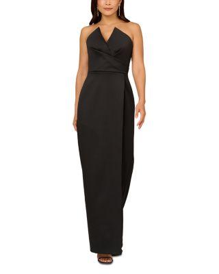 Strapless Satin Column Dress by AIDAN MATTOX