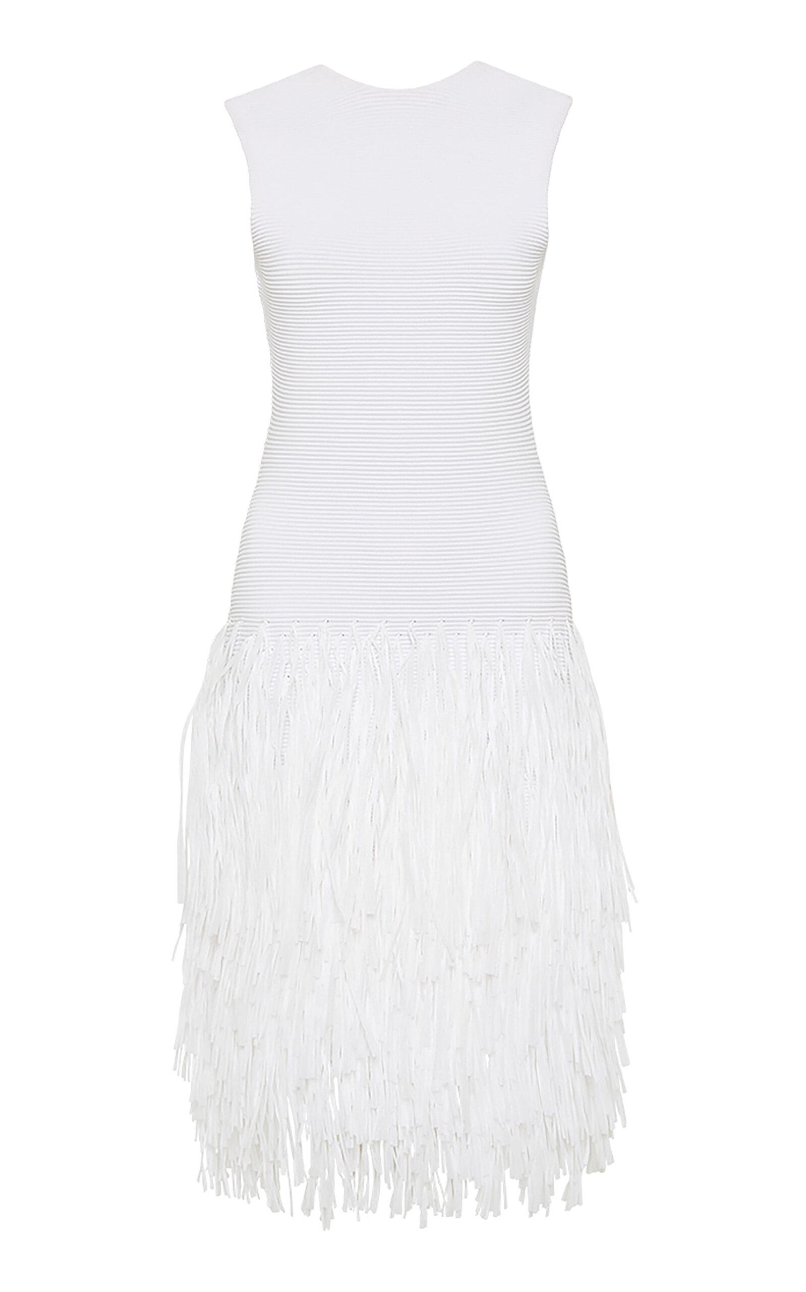 Aje - Rushes Raffia-Trimmed Knit Mini Dress - White - - Moda Operandi by AJE Aje - Rushes Raffia-Trimmed Knit Mini Dress - White - - Moda Operandi by AJE