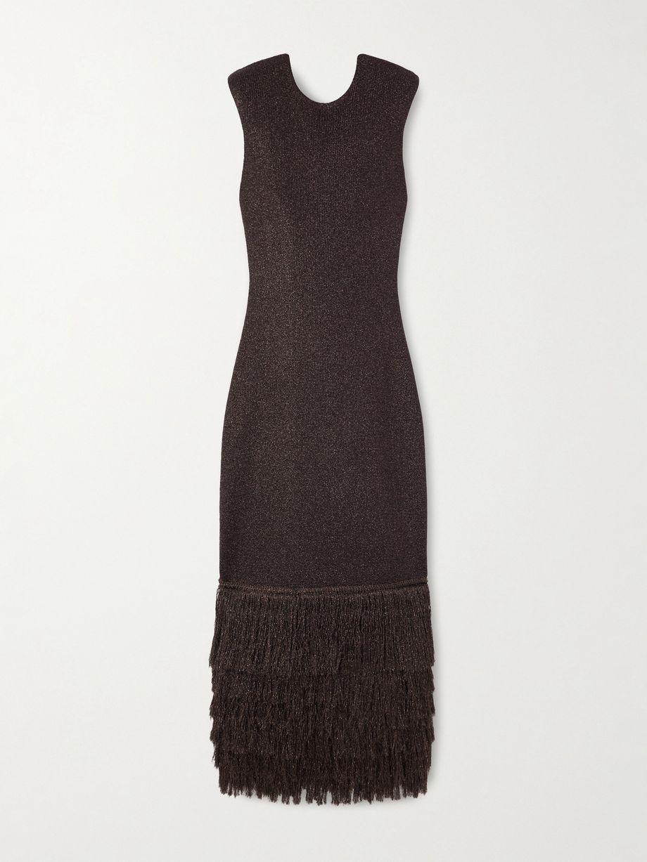 Breeze fringed metallic knitted midi dress by AJE.