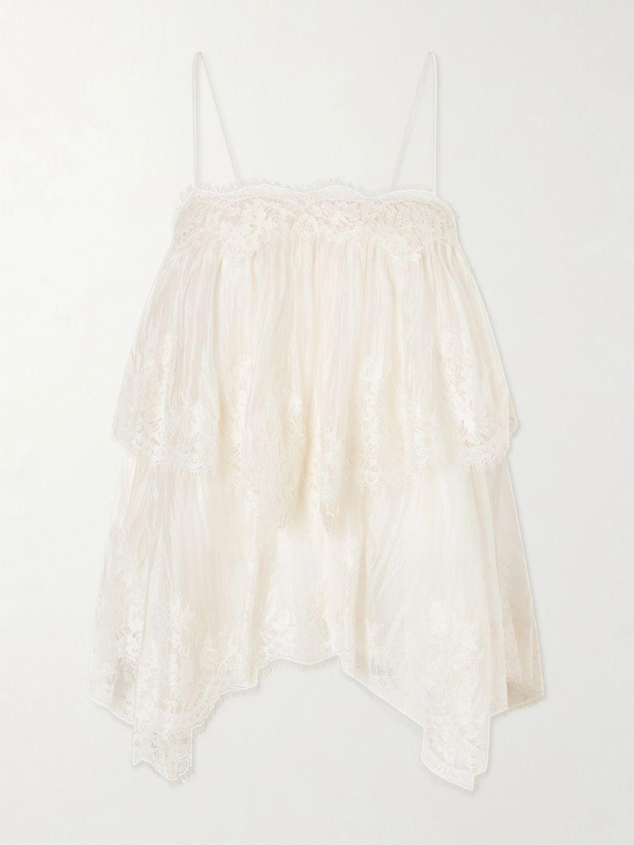 Ophelia lace-trimmed crinkled-satin camisole by AJE.
