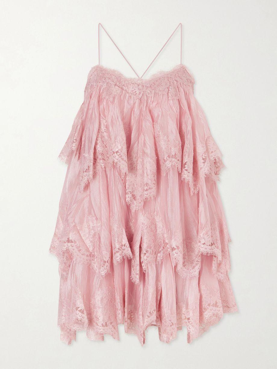 Ophelia lace-trimmed crinkled-satin mini dress by AJE.