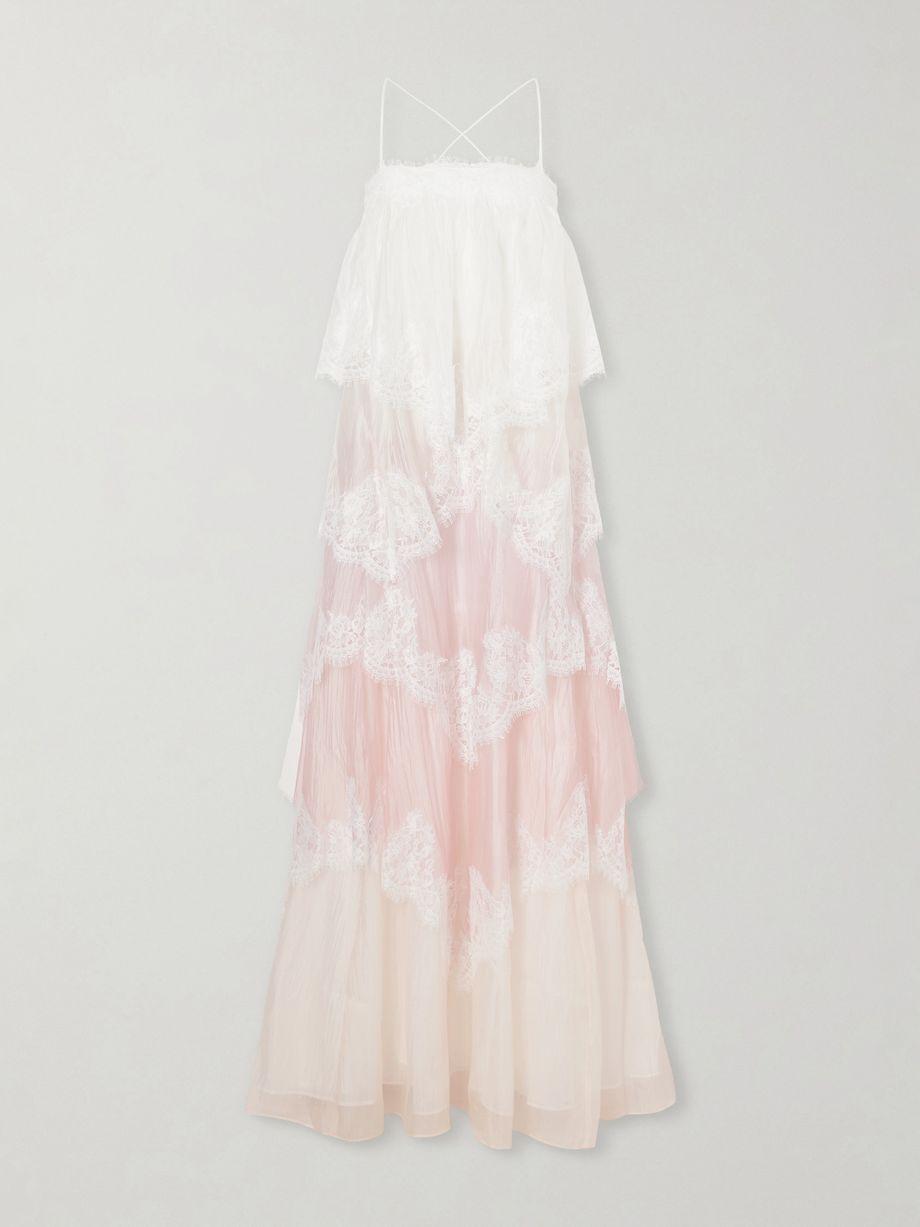 Ophelia lace-trimmed ruffled chiffon gown by AJE.