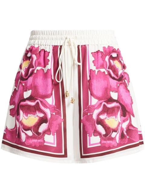floral-print silk shorts by AJE