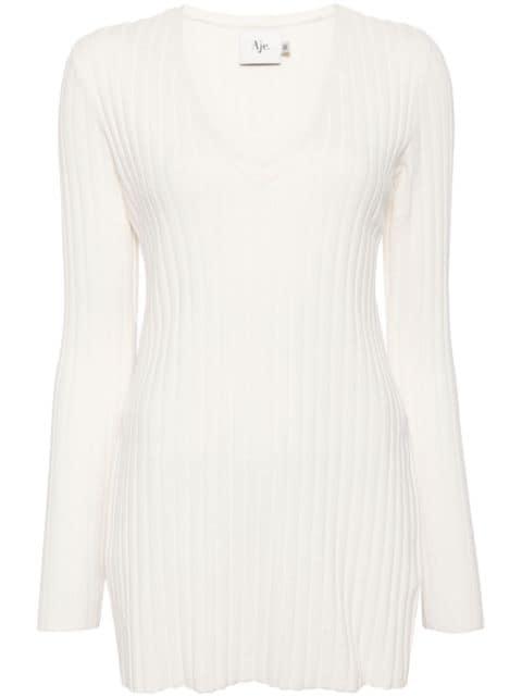 logo-tape ribbed-knit jumper by AJE