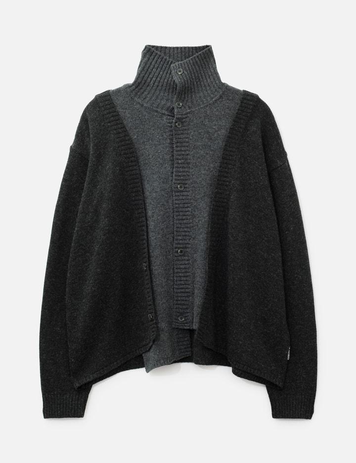 Doubleayered Turtleneck Cardigan by AJOBYAJO