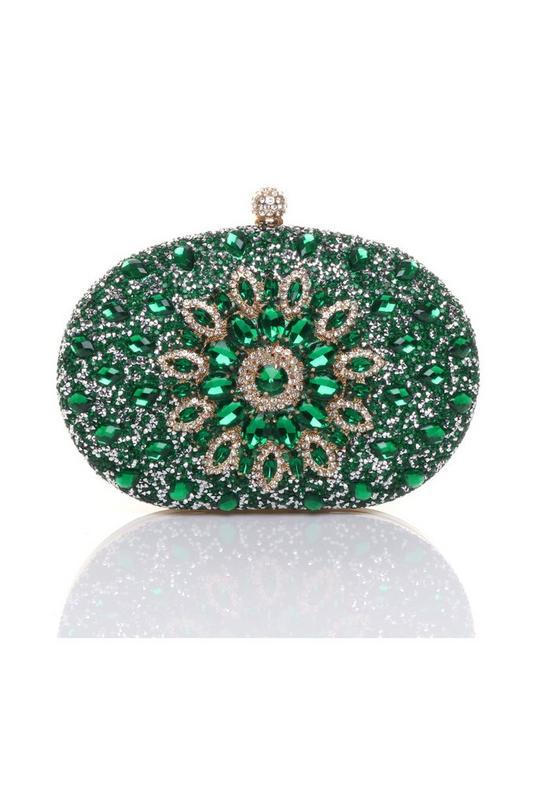 Diamante Embellished Oval Prom Clutch Bag by AJVANI