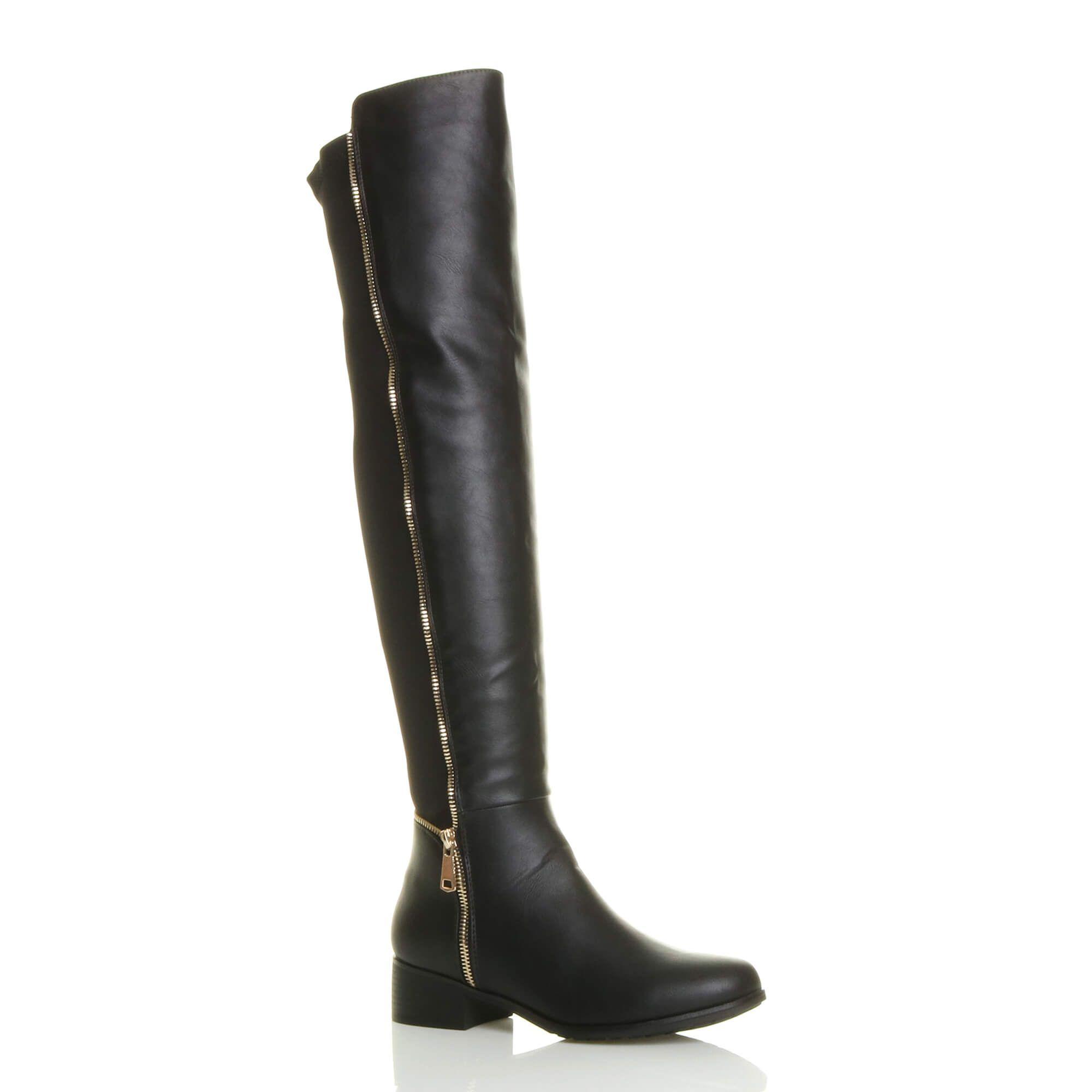 Elastic Gold Zip Over The Knee Boots by AJVANI