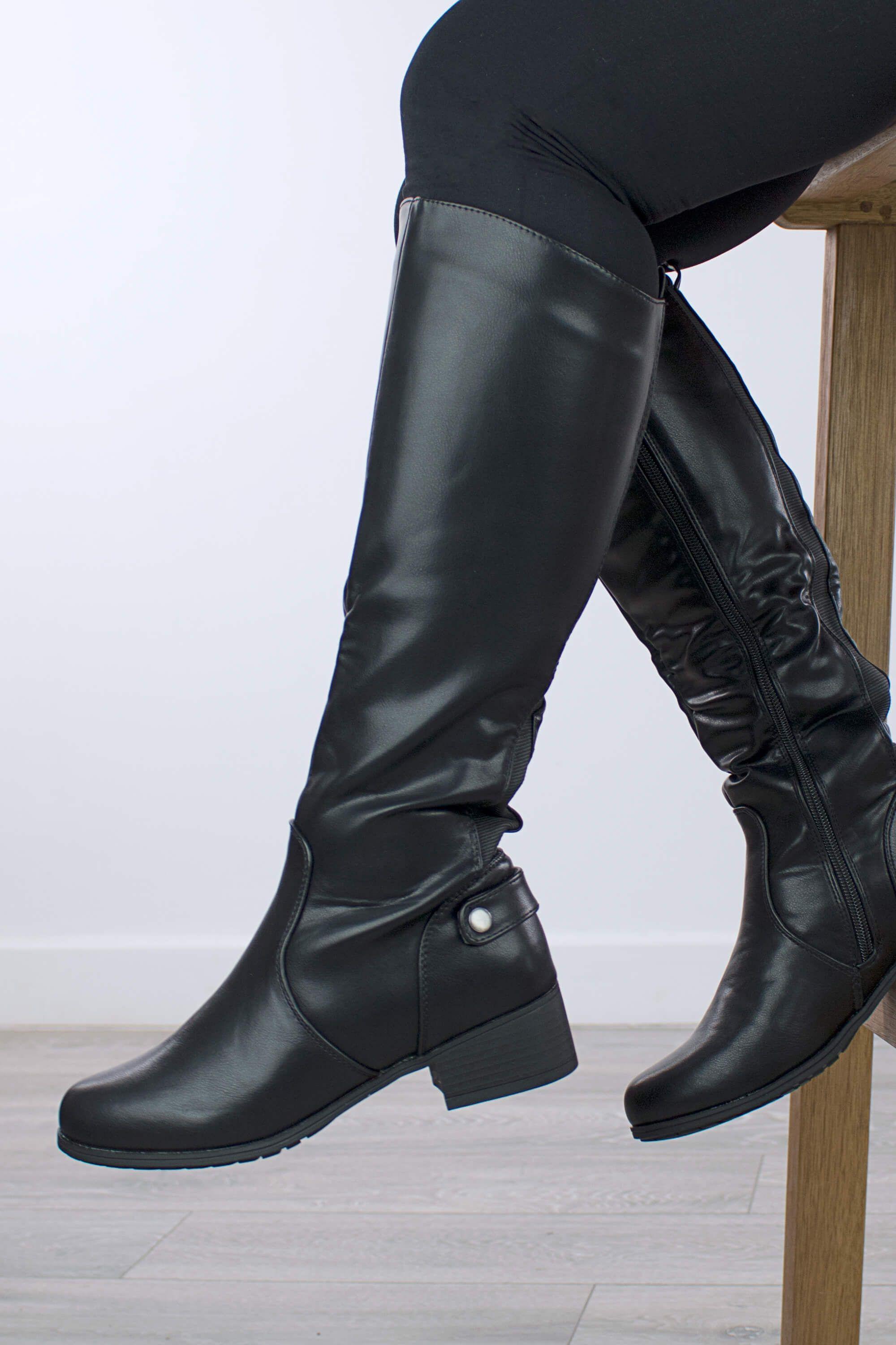 Elastic Stretch Calf Riding Boots by AJVANI
