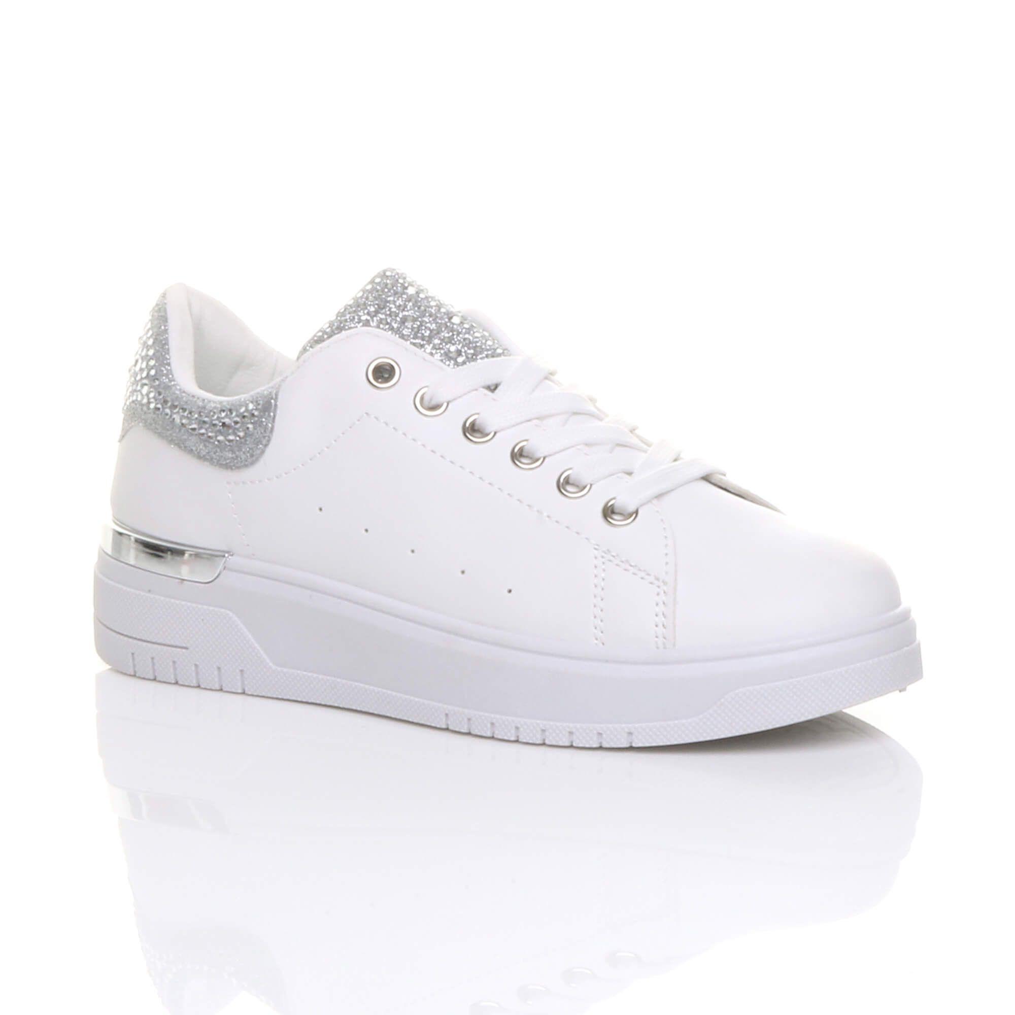 Flat  Heel Diamante Sparkly  Trainers by AJVANI