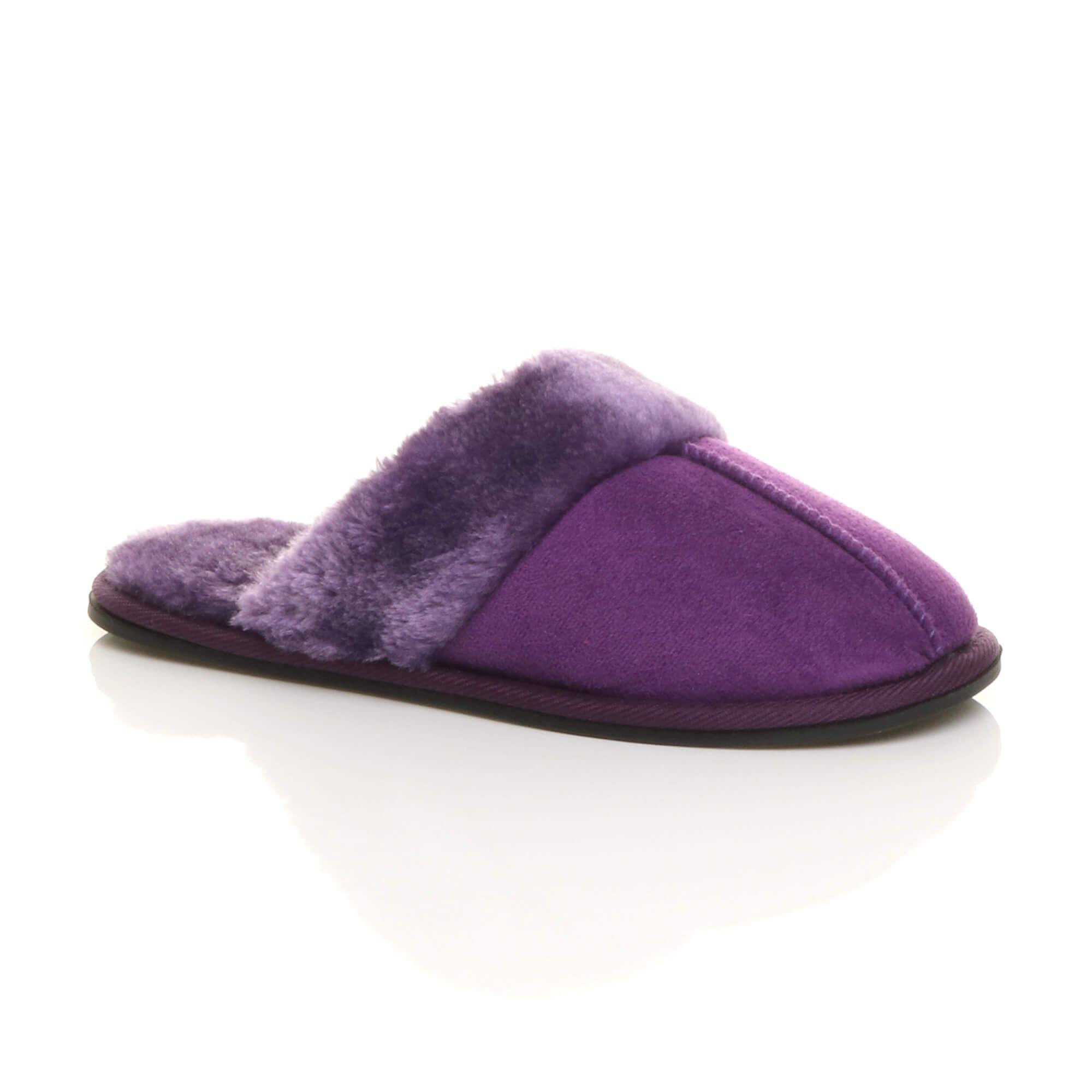 Flat  Heel Faux Fur Lined Mules  Slippers by AJVANI