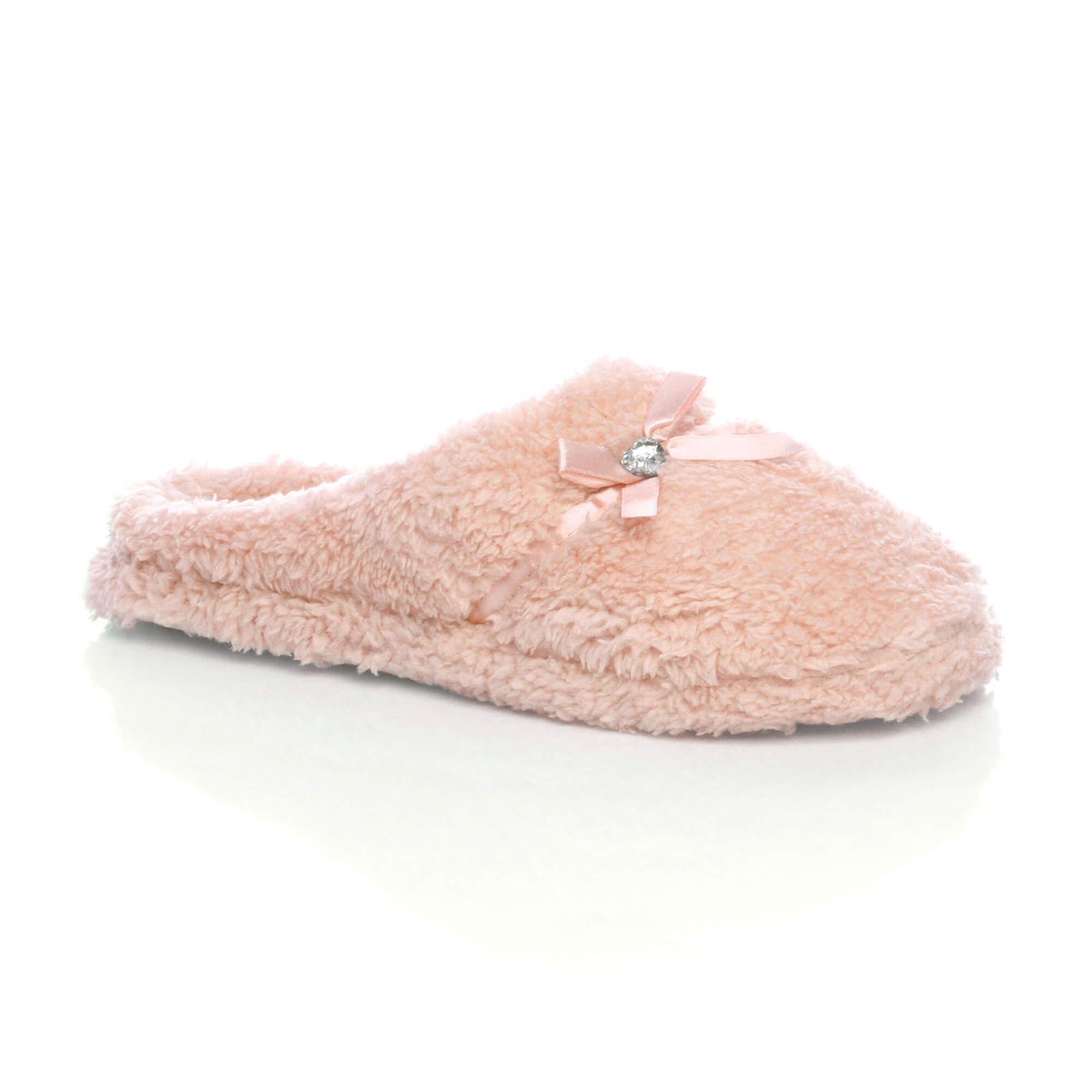 Flat  Heel Fleece Mules  Slippers by AJVANI