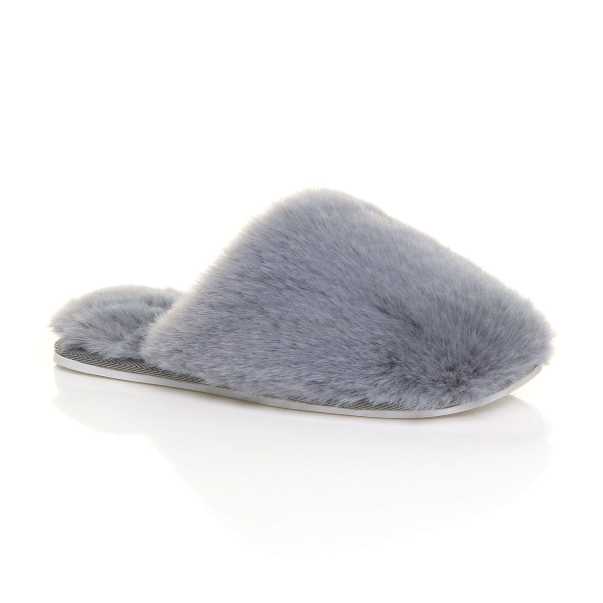 Flat Heel Fluffy Mule Slippers by AJVANI Flat Heel Fluffy Mule Slippers by AJVANI