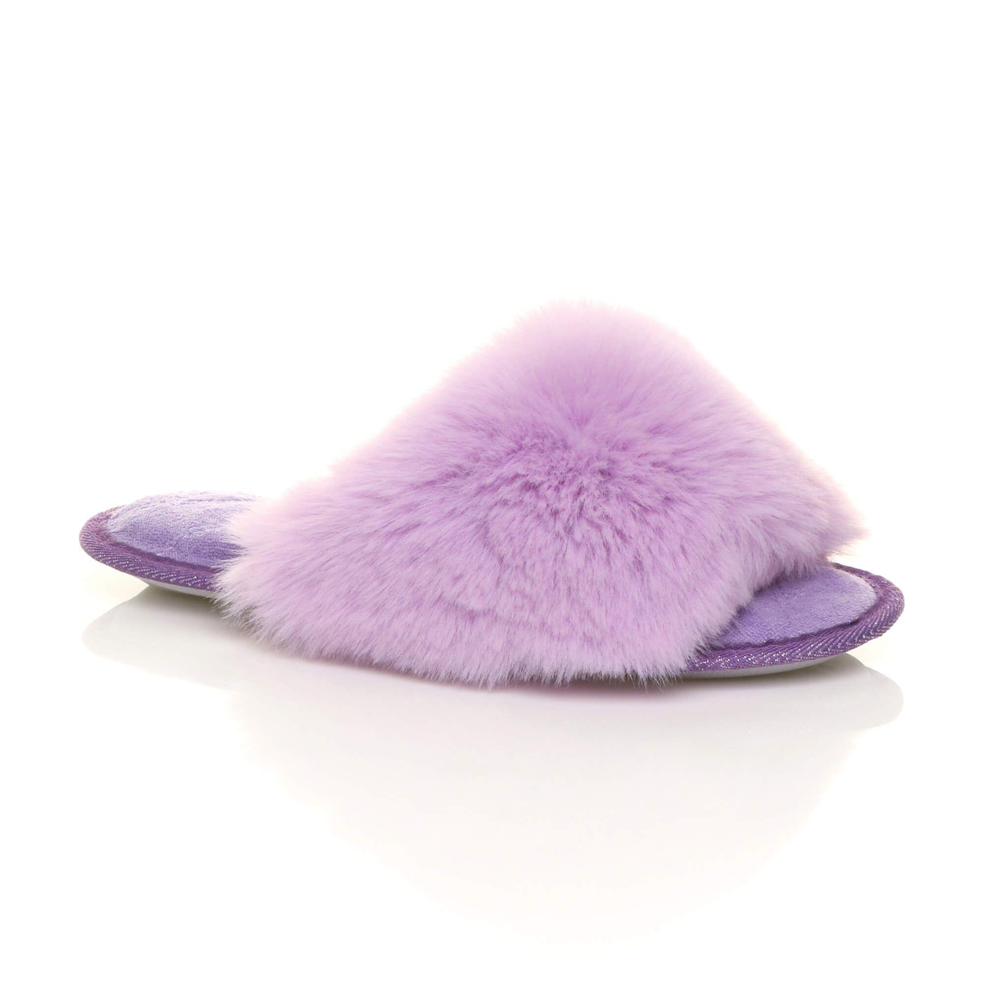 Flat  Heel Fluffy Peep Toe  Slippers by AJVANI