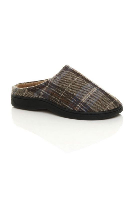 Flat  Heel House Shoes Tartan Slippers by AJVANI