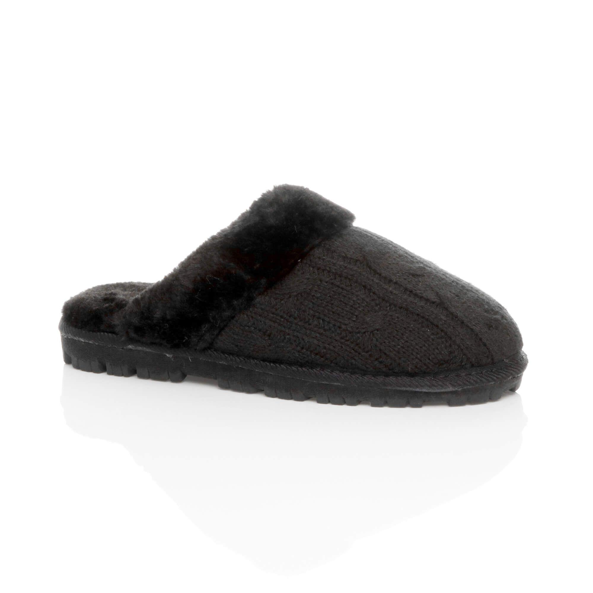 Flat  Heel Mule Cable Knit Slippers by AJVANI