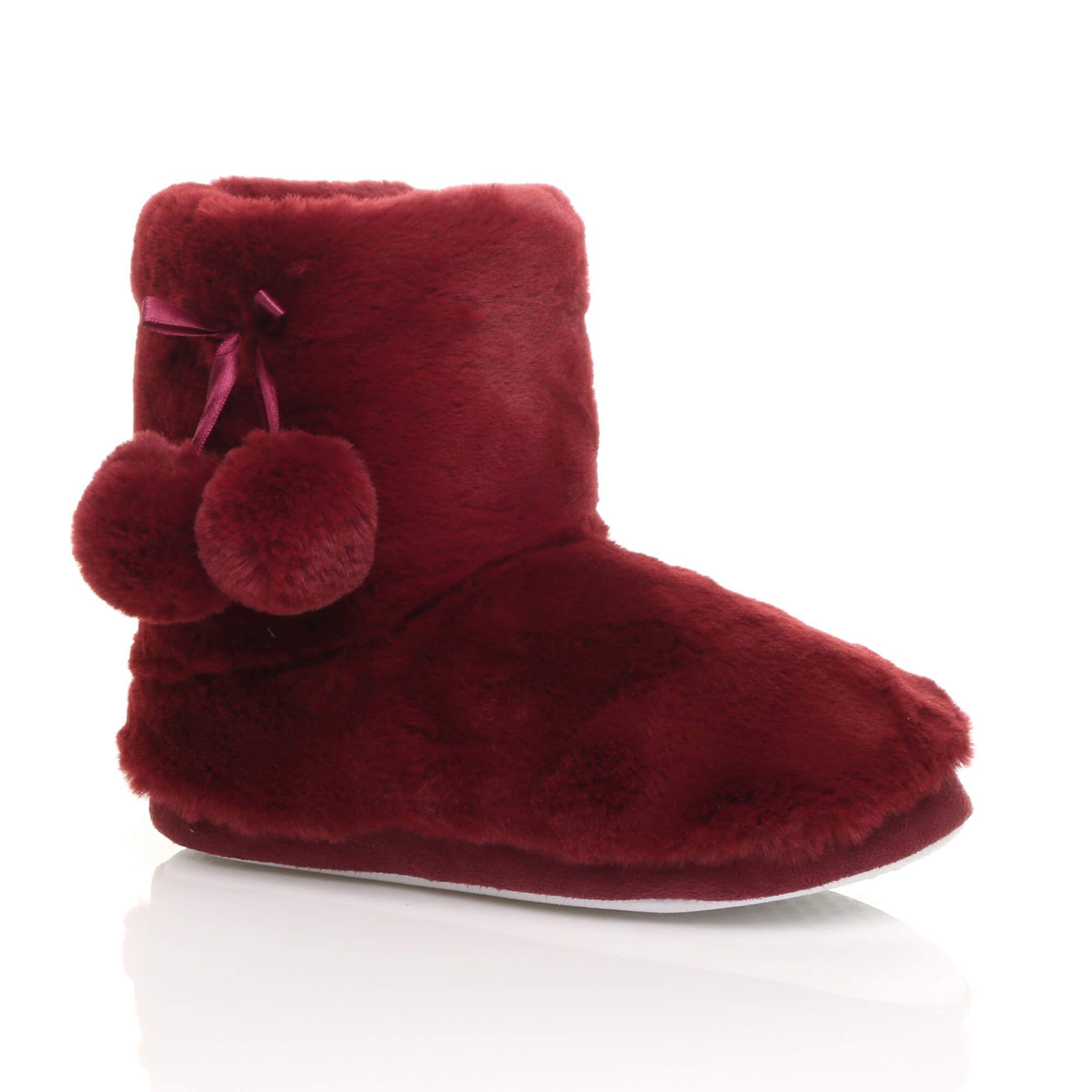 Flat  Heel Pull On Pom Pom Faux Fur Slippers by AJVANI