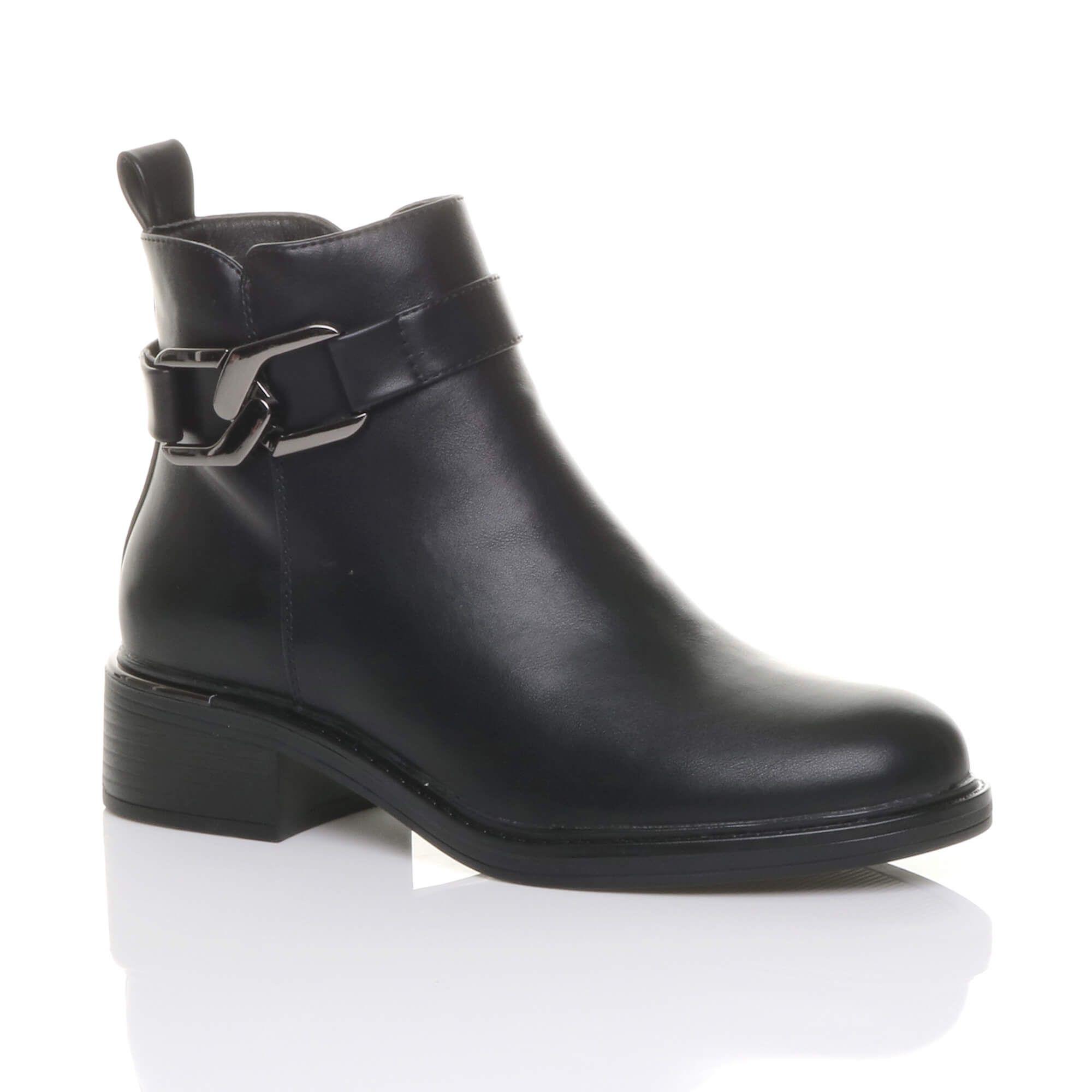 Flat Low Heel Ankle Boots by AJVANI