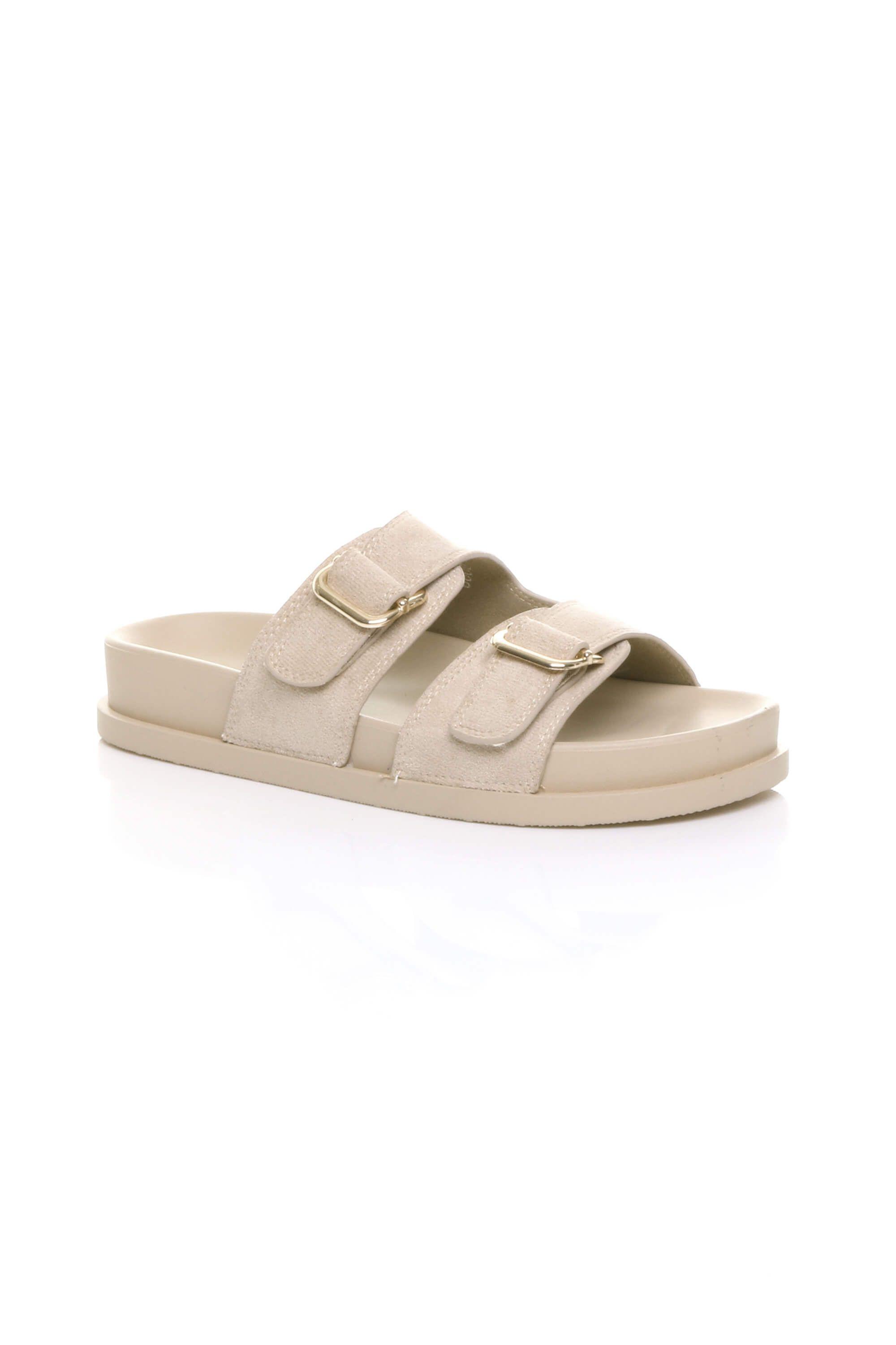 Flatform Double Buckle Footbed Sandals by AJVANI