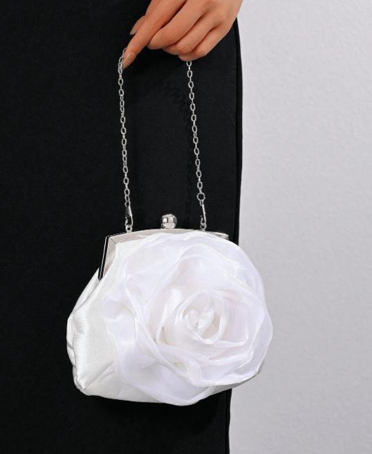 Flower Rose Ruffle Wedding Evening Clutch Bag by AJVANI