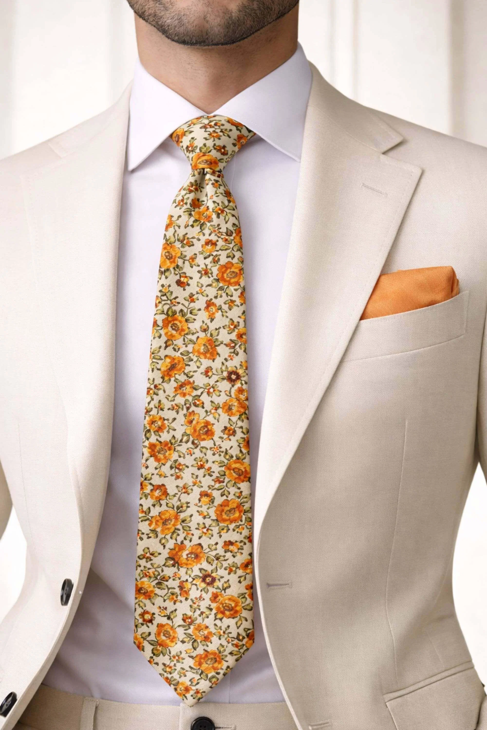 Formal Wedding Pocket Square + Tie Set by AJVANI