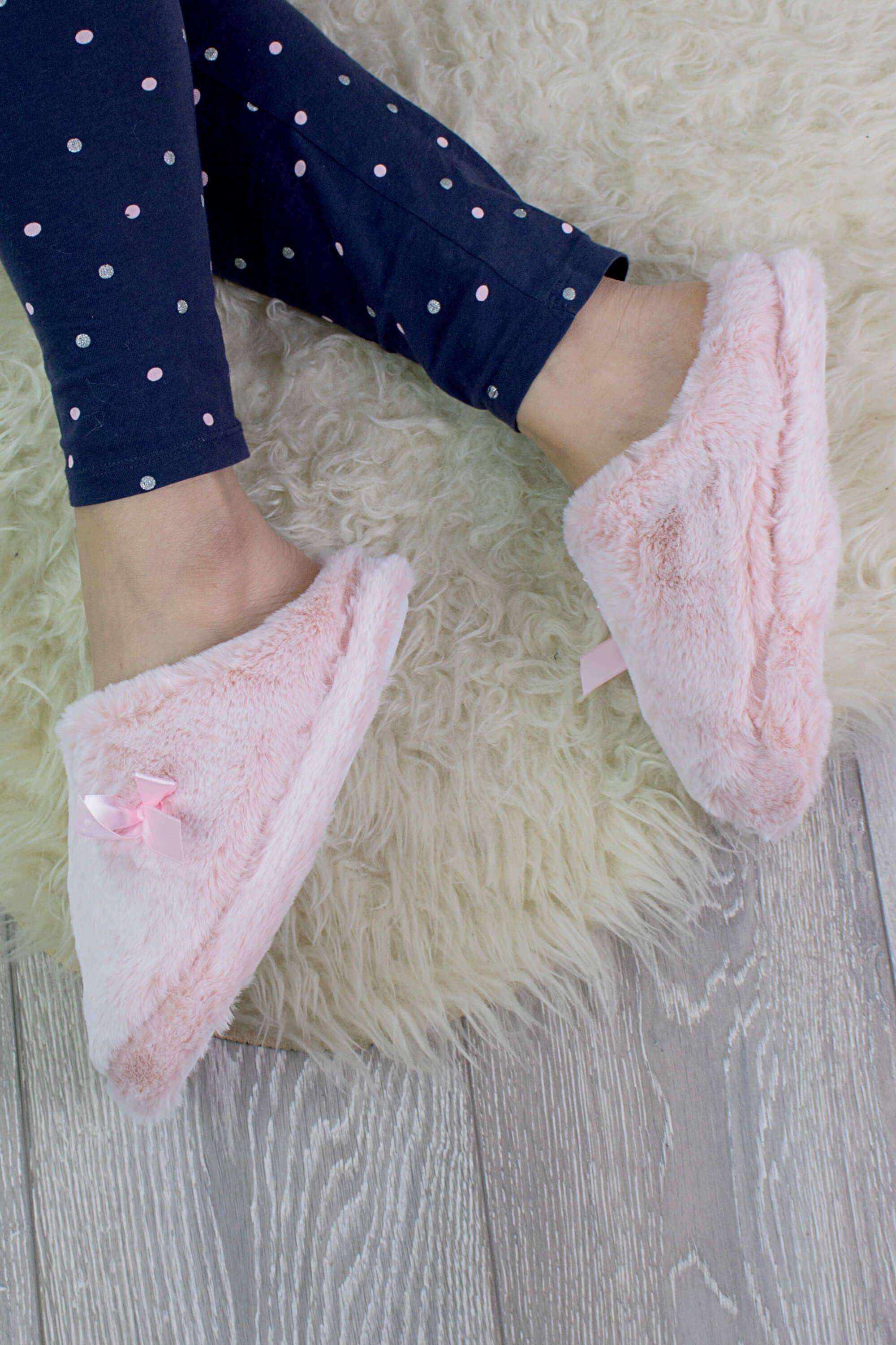 Heel Fluffy Faux Fur  Slippers by AJVANI