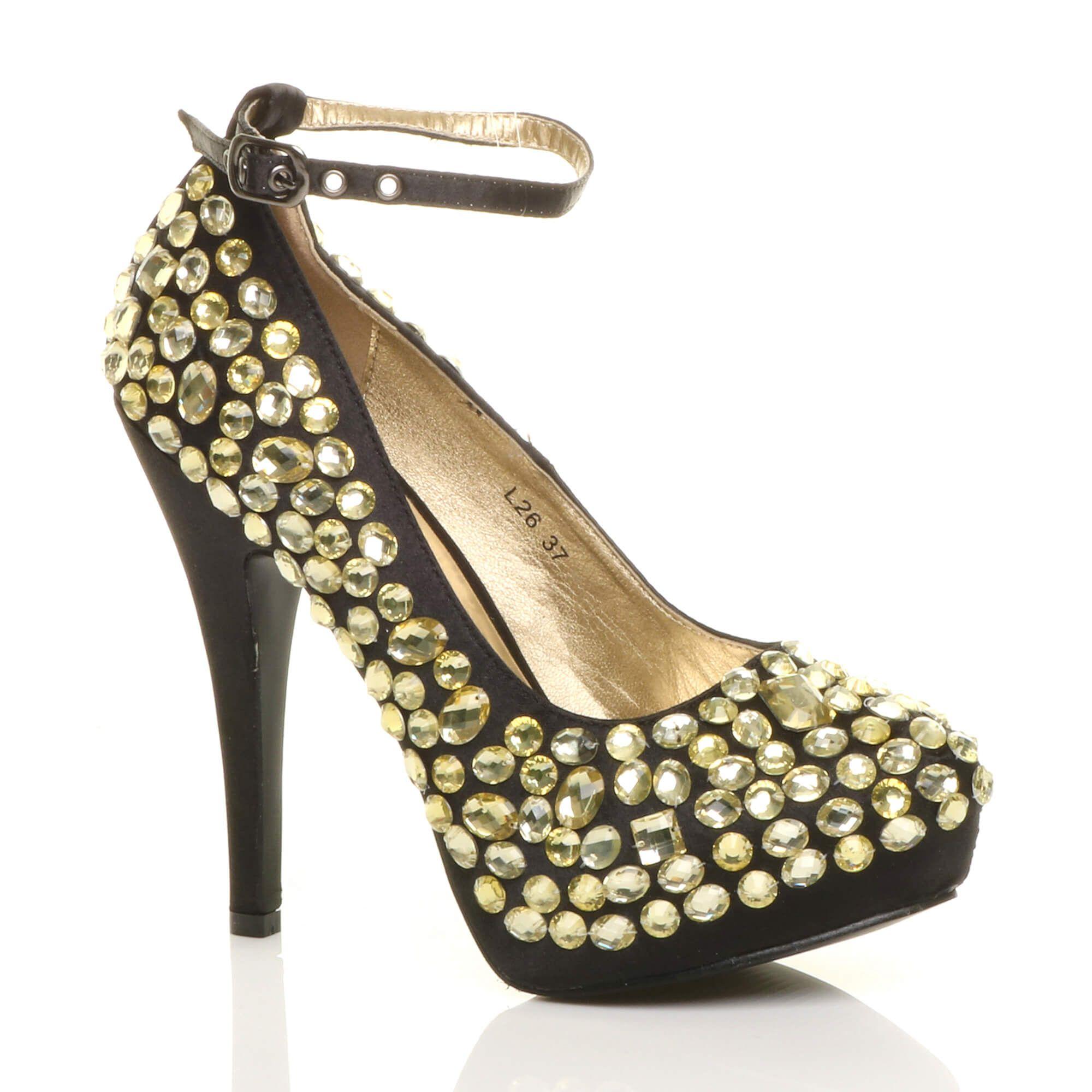 High  Heel Ankle Strap Gem  Court Shoes by AJVANI