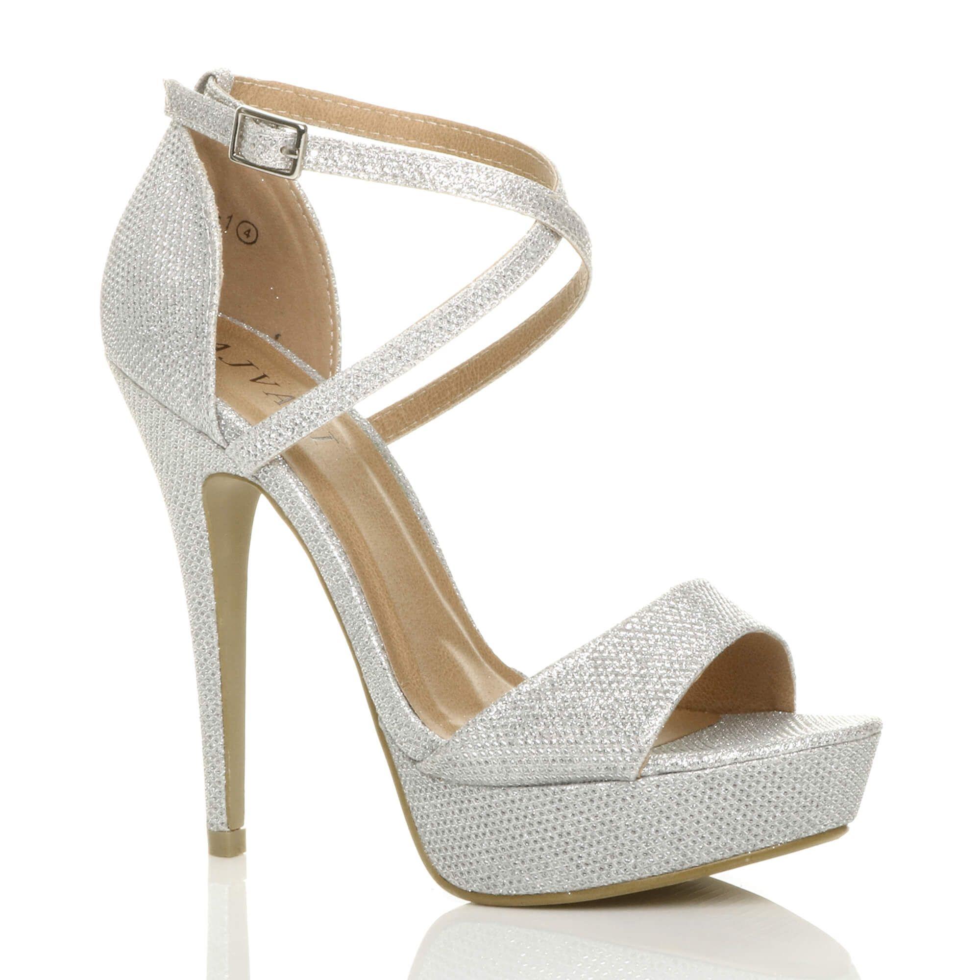 High Heel Crossed Straps Platform Sandals by AJVANI