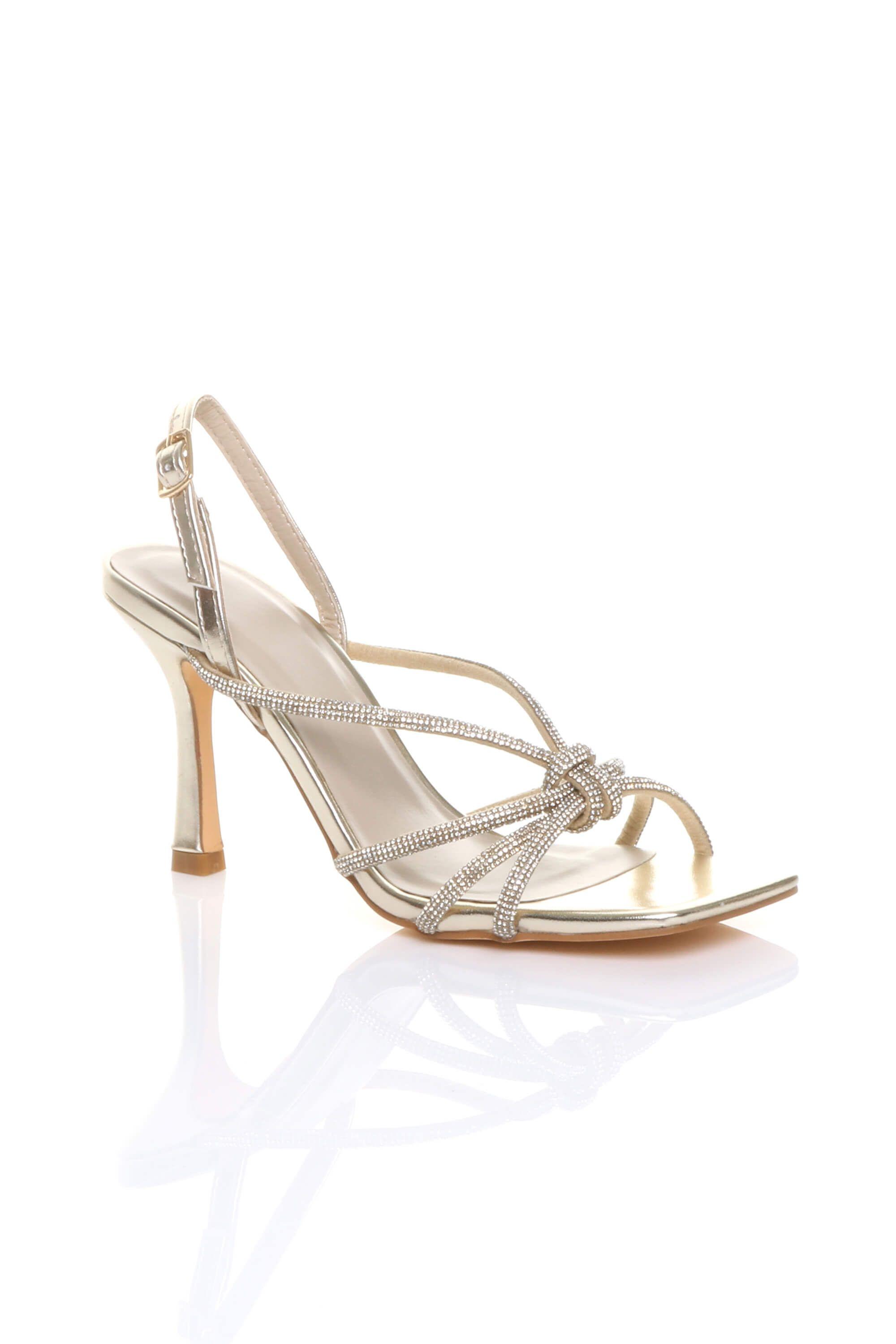 High Heel Diamante Slingback Knotted Sandals by AJVANI