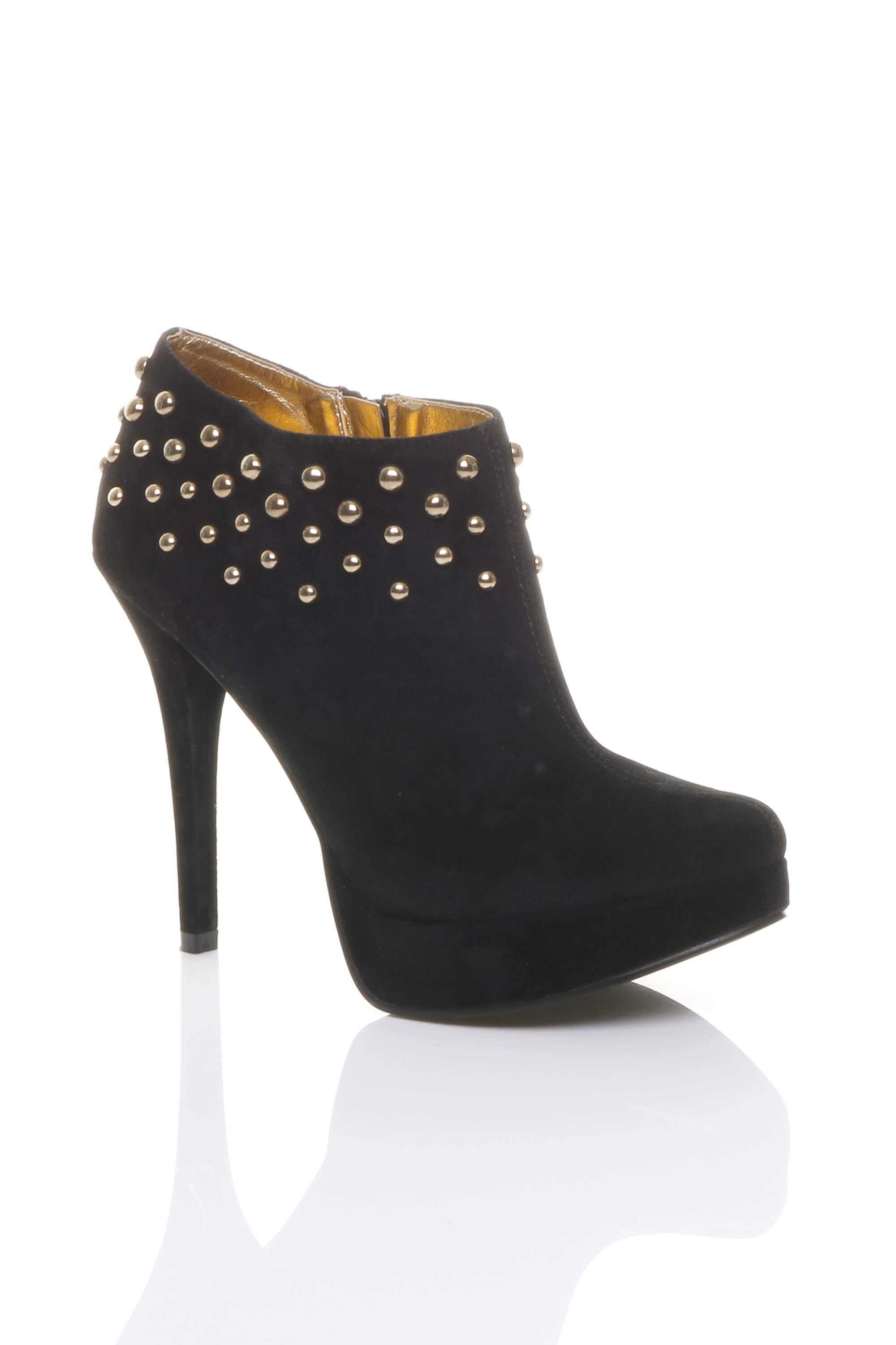 High Heel Gold Studs Platform Booties Shoe Boots by AJVANI