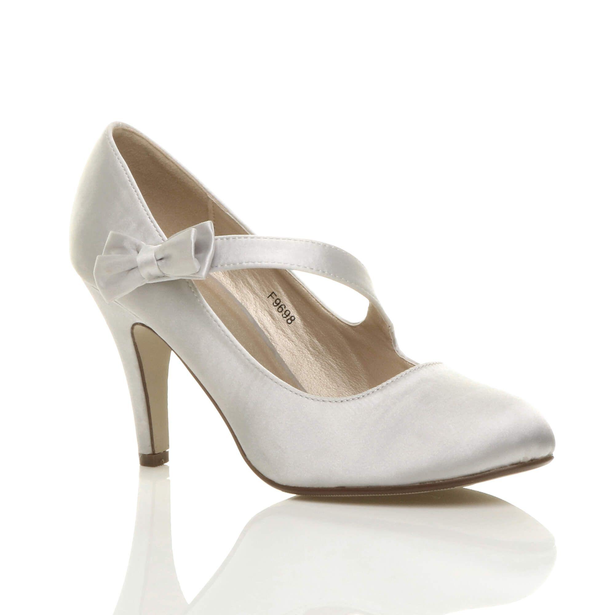 High Heel Mary Jane Bridal Satin Court Shoes by AJVANI High Heel Mary Jane Bridal Satin Court Shoes by AJVANI