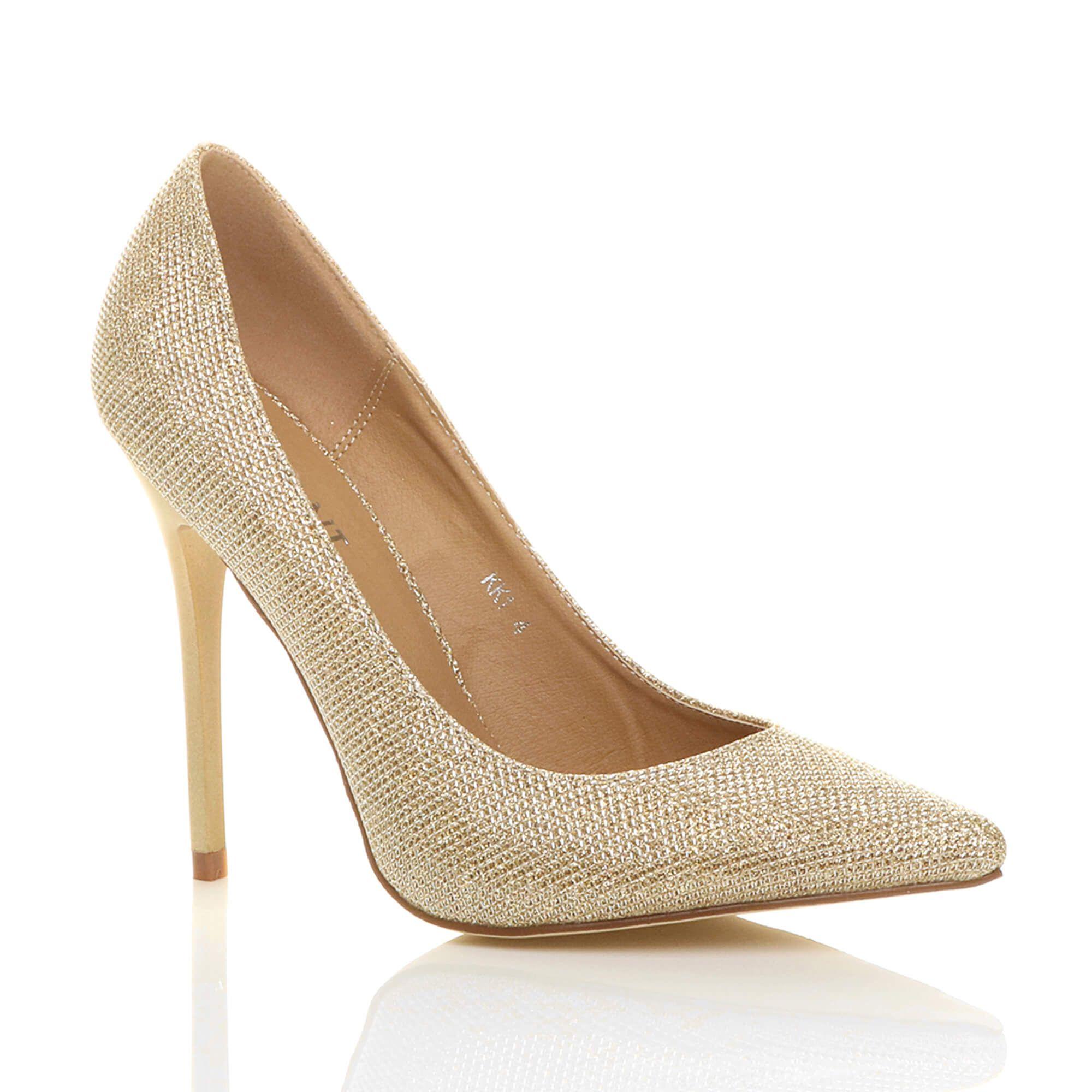 High Stiletto Heel  Glitter Mesh Court Shoes by AJVANI
