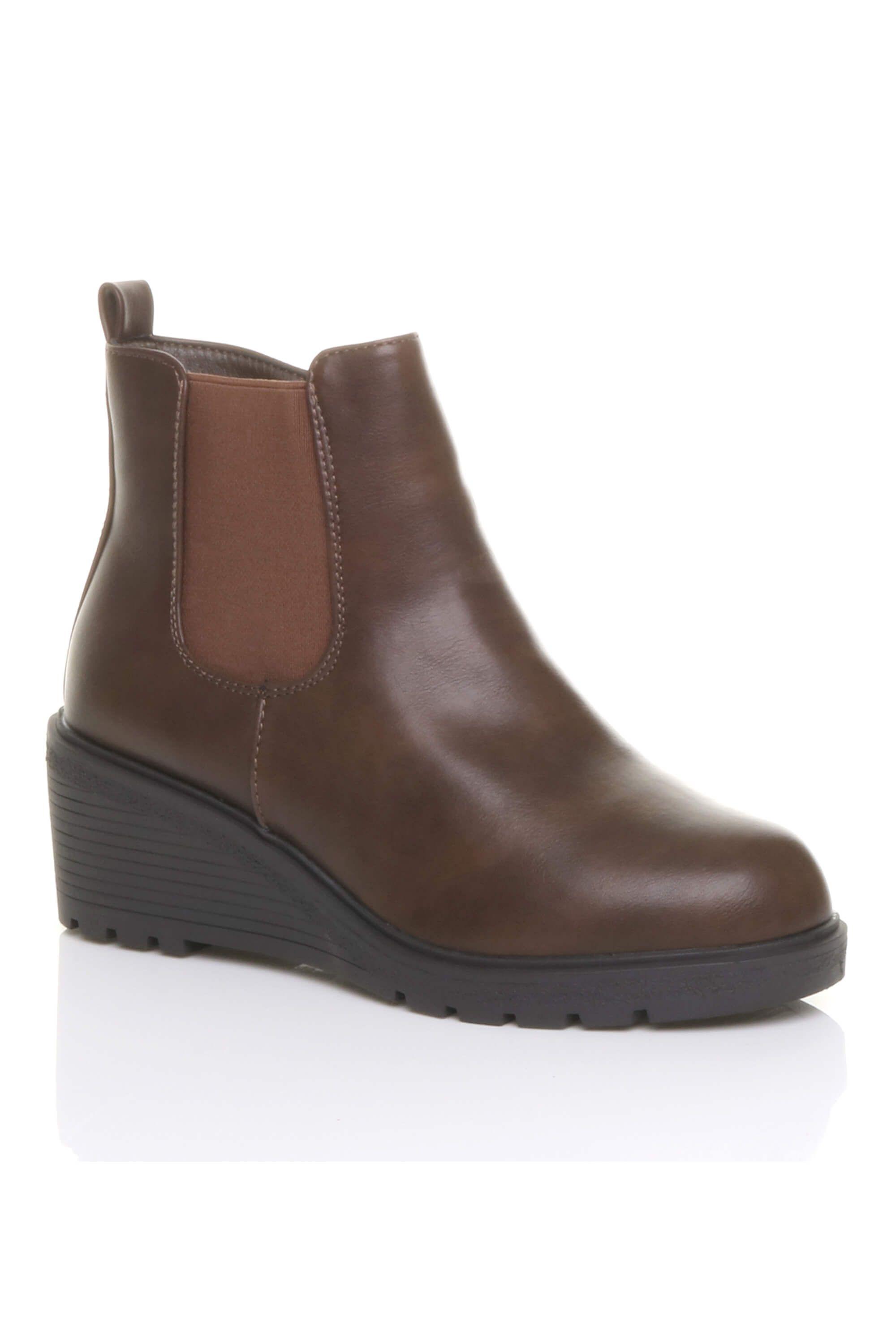 High Wedge Heel Ankle Chelsea Boots by AJVANI