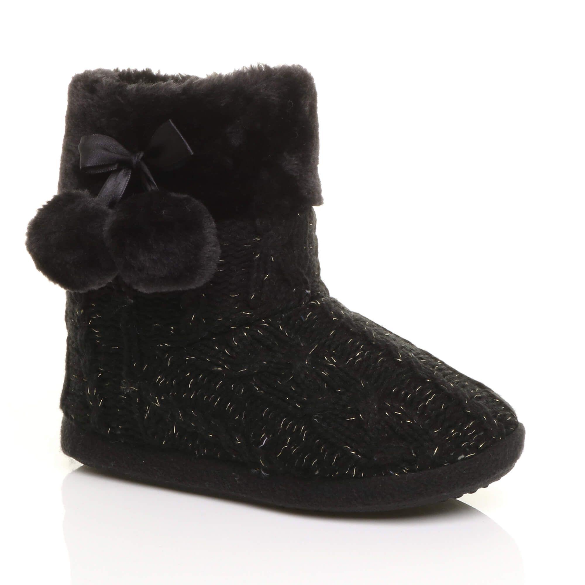 Knitted Glitter Ankle Boot Slippers by AJVANI