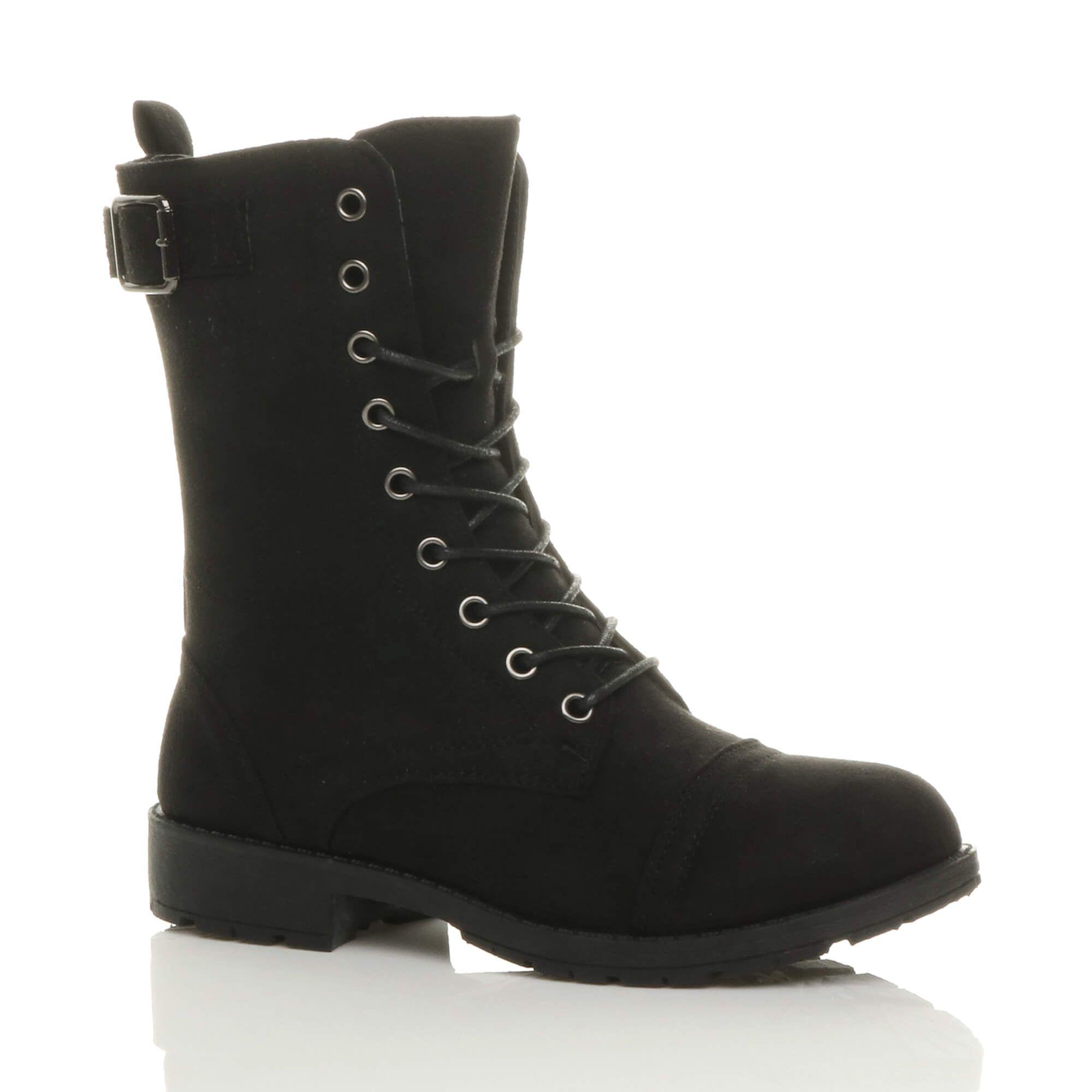 Lace Up Buckles Military Biker Ankle Boots by AJVANI