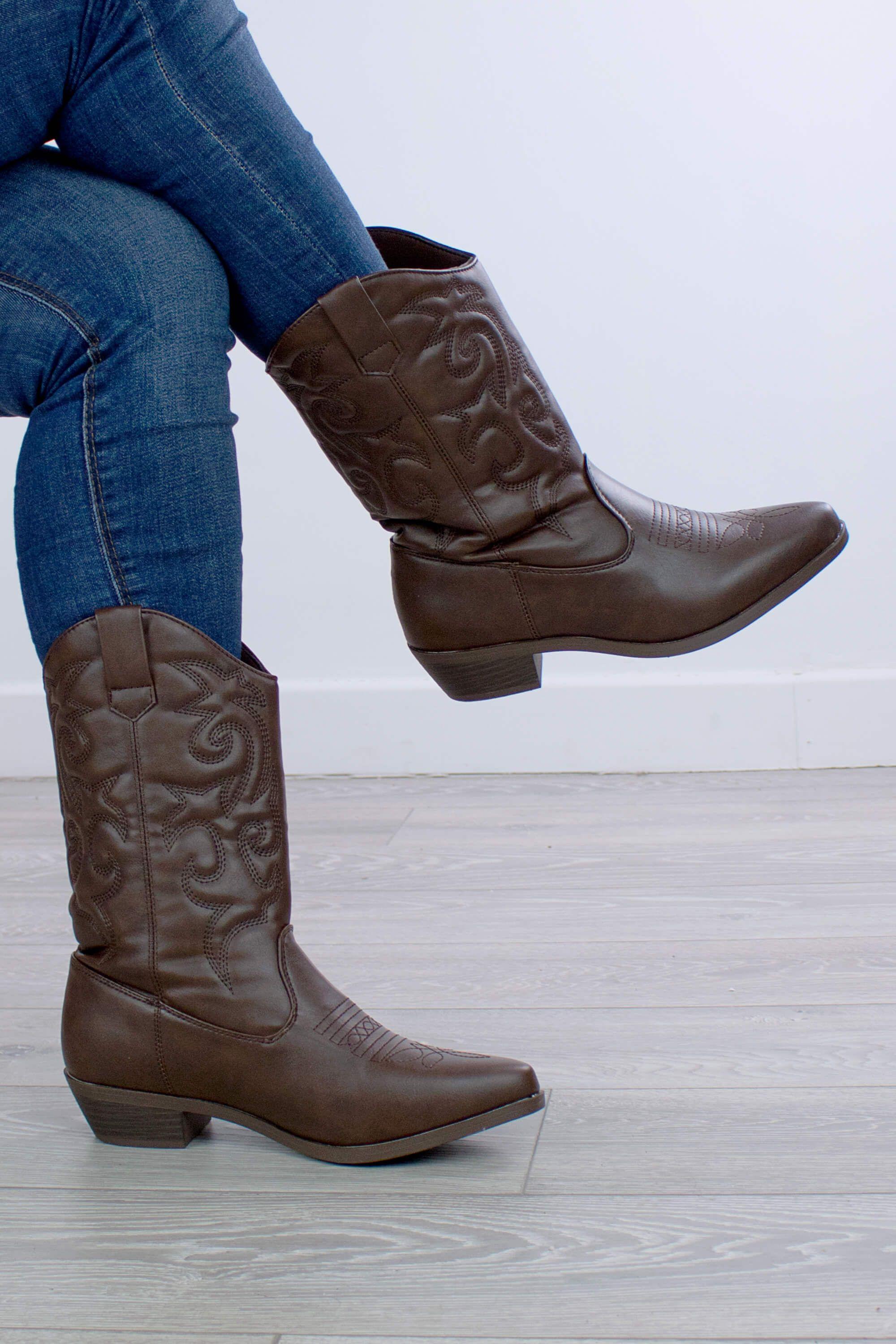 Low Cuban Heel Cowboy Western  Calf Boots by AJVANI