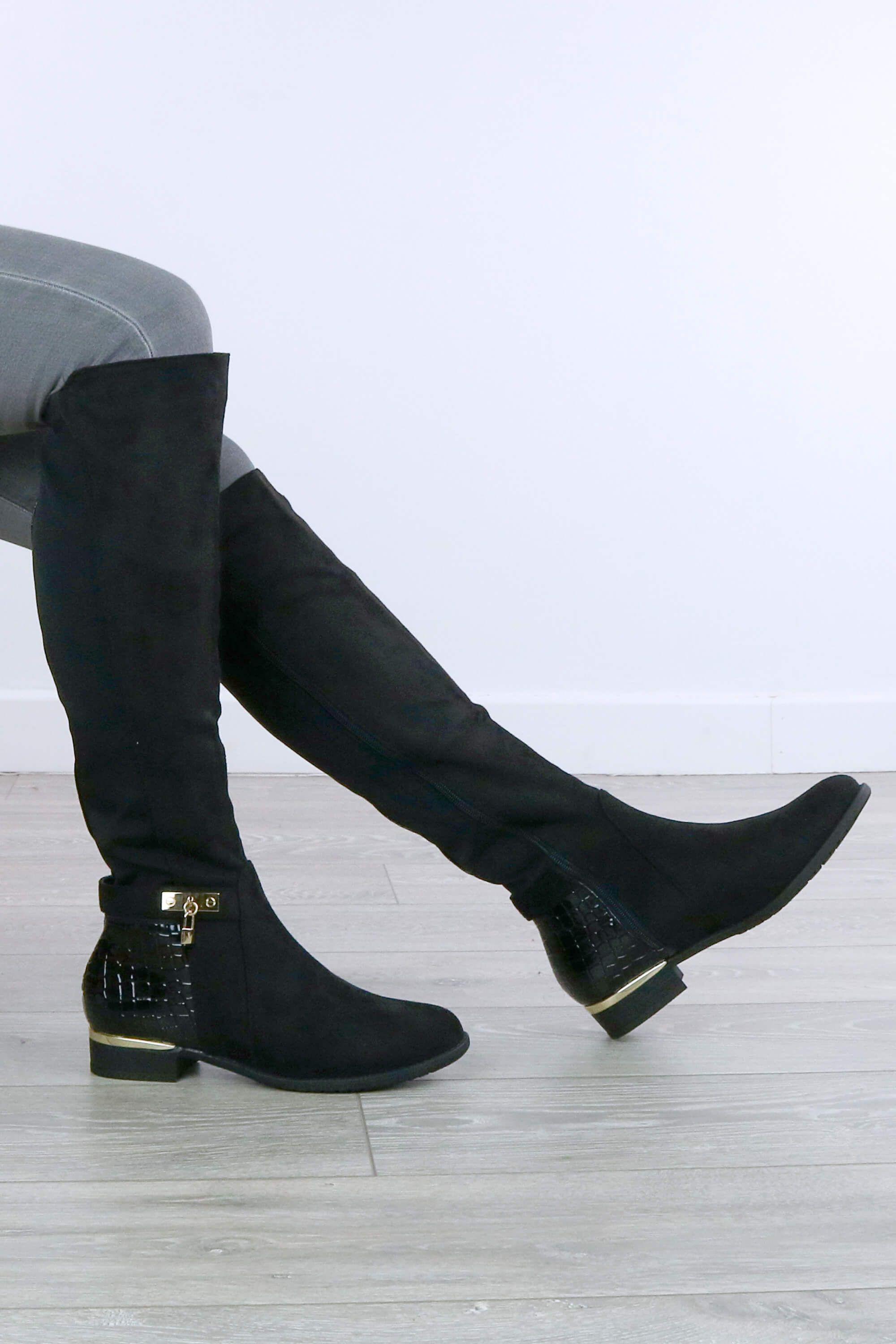 Low  Heel Stretchy Riding  Knee High Boots by AJVANI