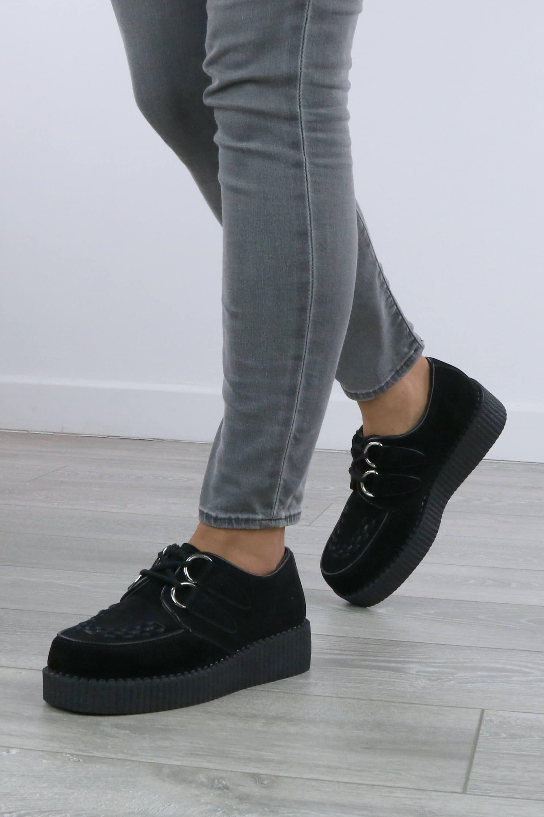 Low Wedge Heel Creepers Lace Up Platform  Brogues by AJVANI