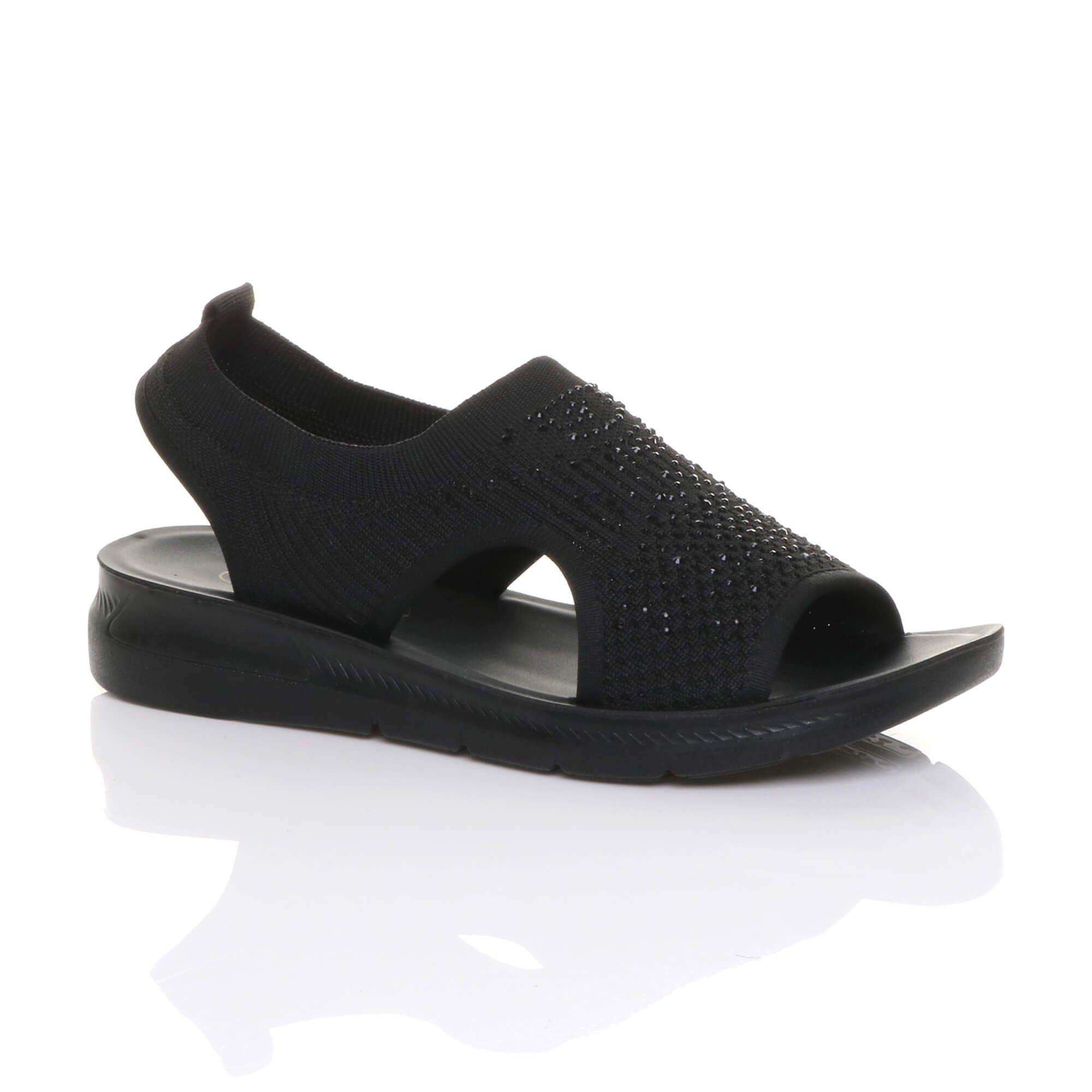 Low Wedge Heel Slingback Diamante Summer Holiday Comfort  Sandals by AJVANI