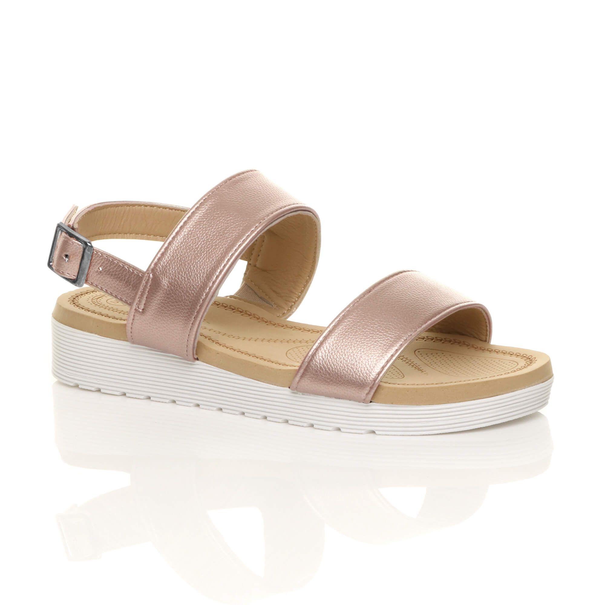 Low Wedge Heel Strappy Faux Leather Flatforms by AJVANI