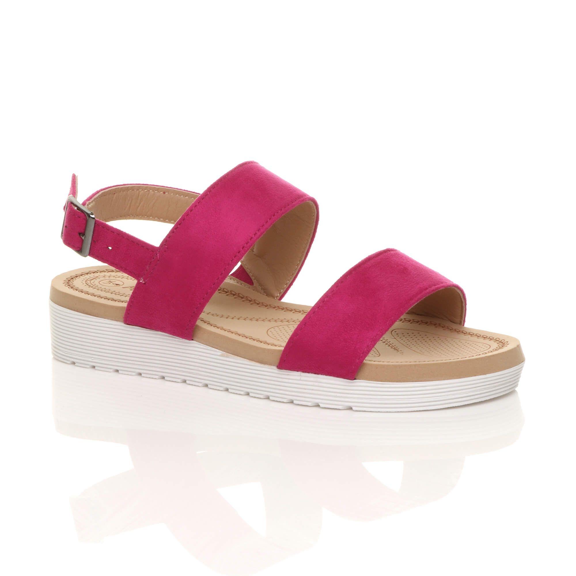 Low Wedge Heel Strappy Faux Suede Flatforms by AJVANI