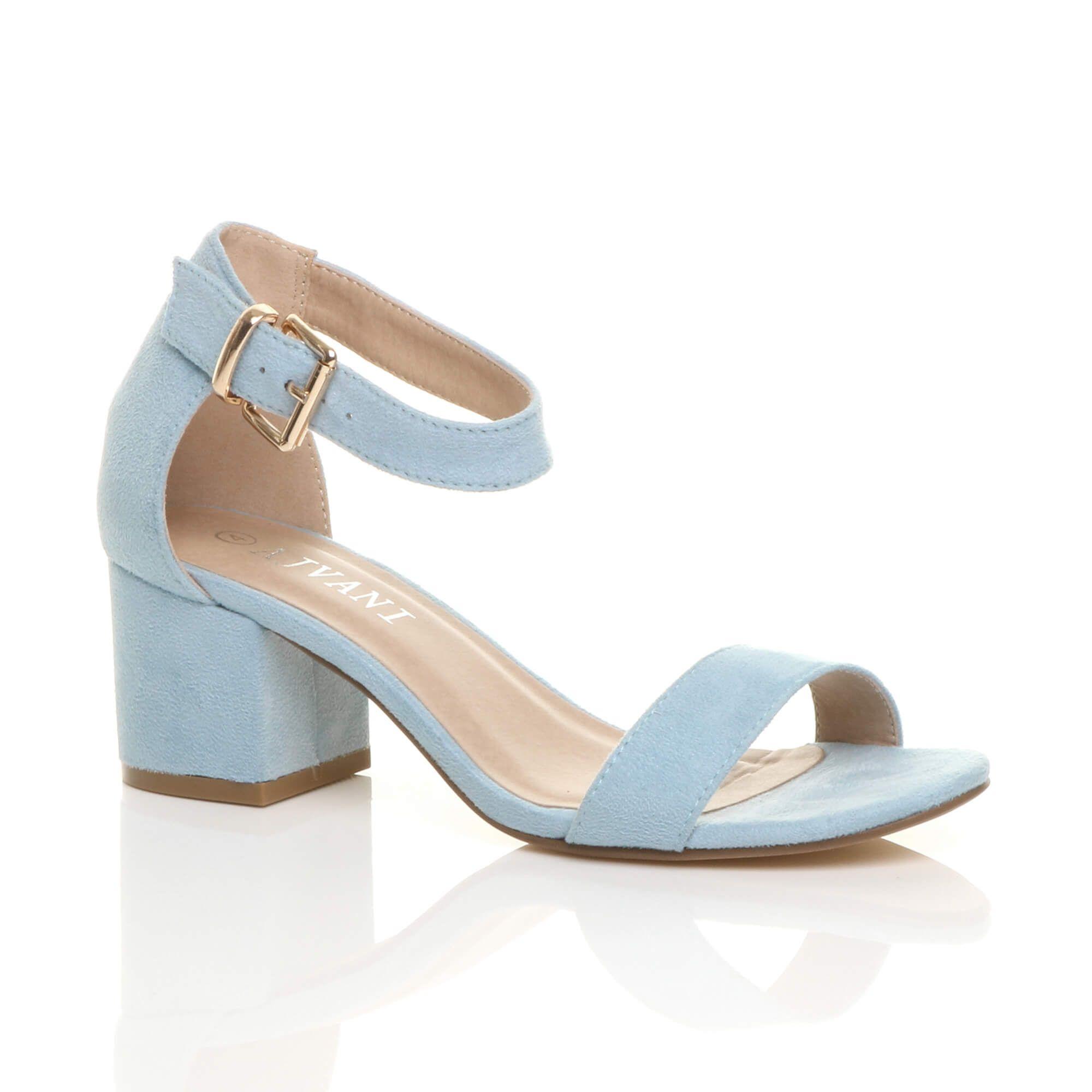 Mid Block Heel Ankle Strap Sandals by AJVANI