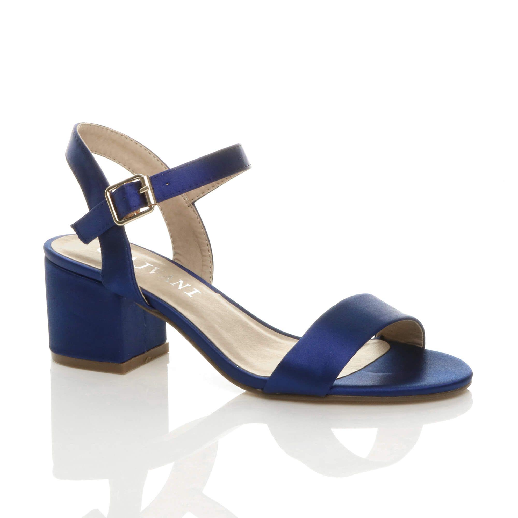 Mid Block Heel Buckle Strappy Sandals by AJVANI