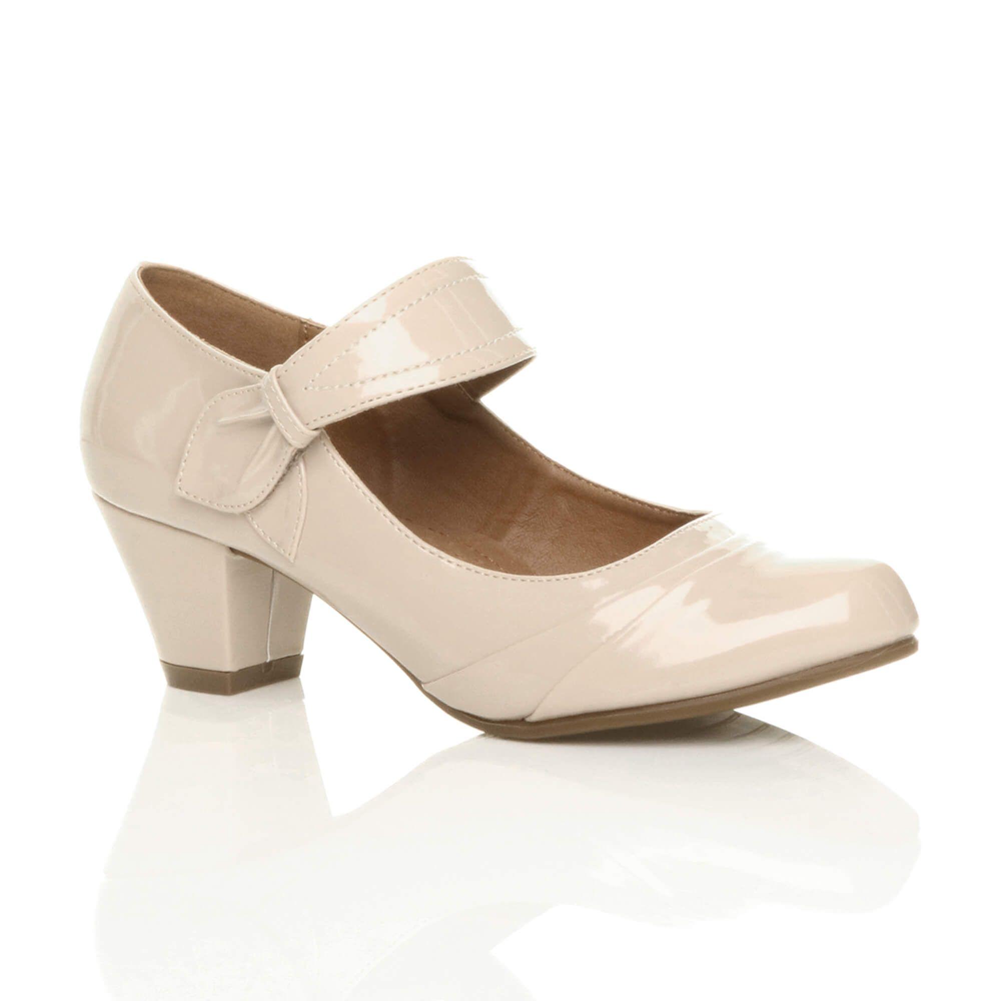 Mid Block Heel Comfort Mary Jane Court Shoes by AJVANI