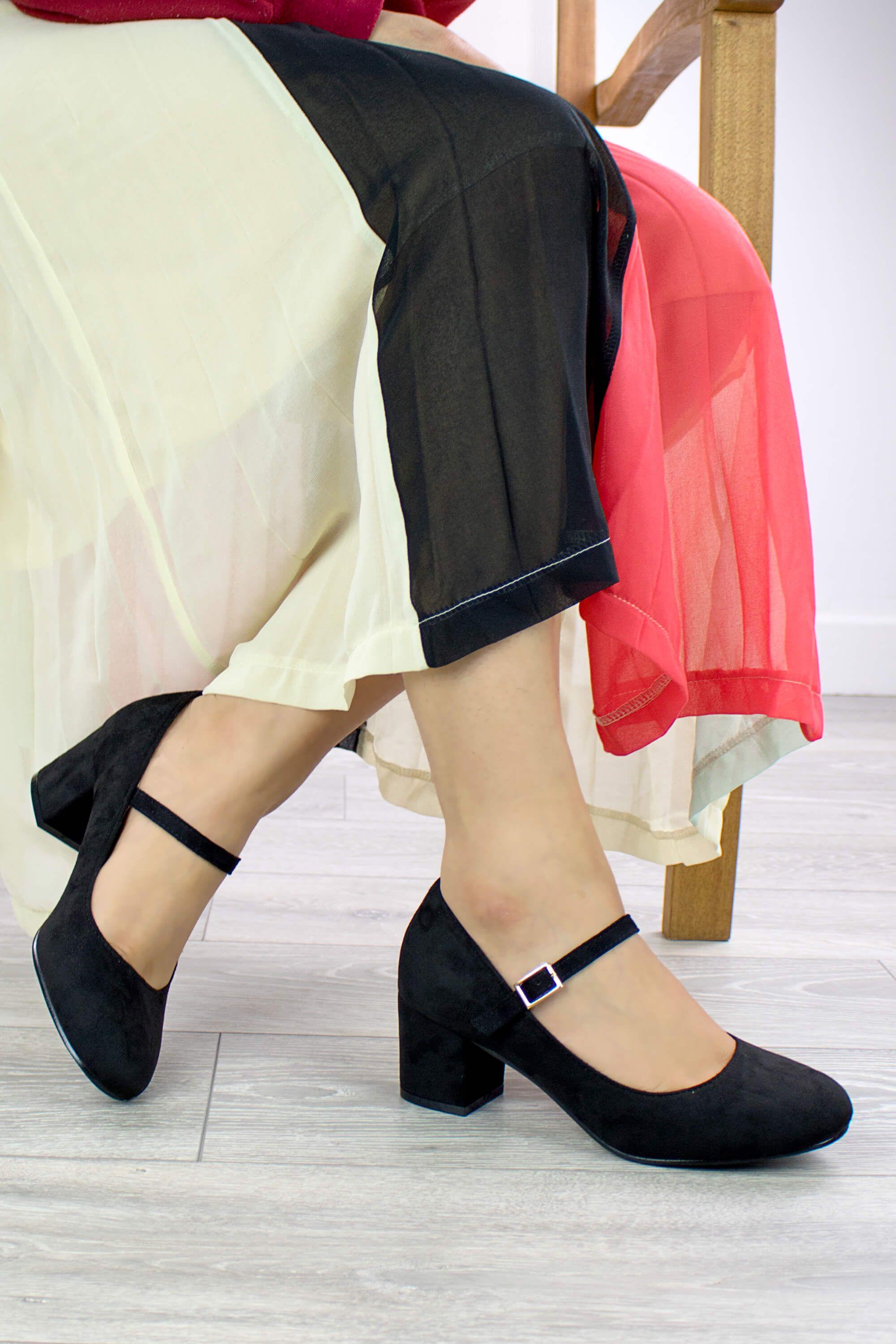 Mid Block Heel Mary Jane Comfort Court Shoes by AJVANI