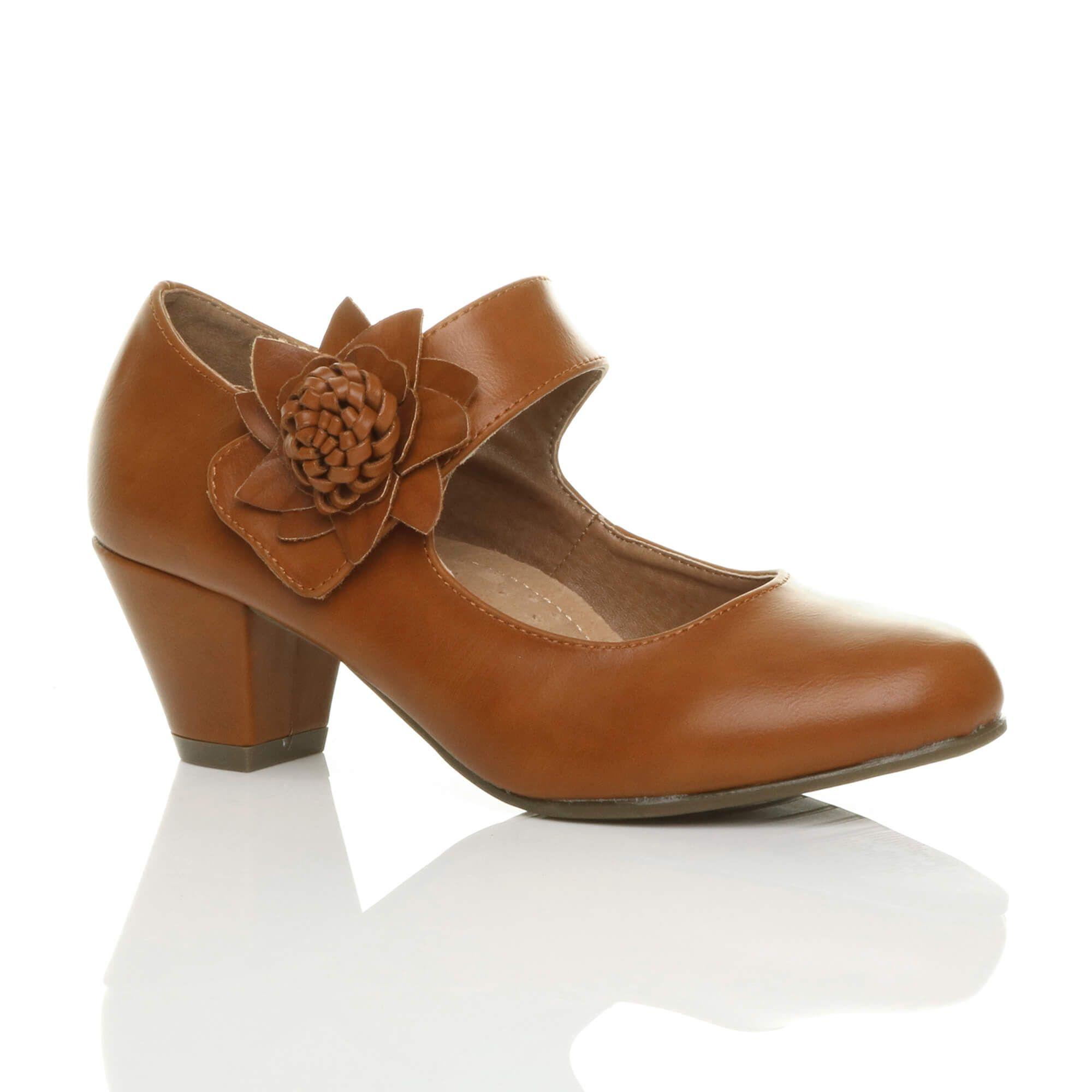 Mid Block Heel Mary Jane Comfort Court Shoes by AJVANI
