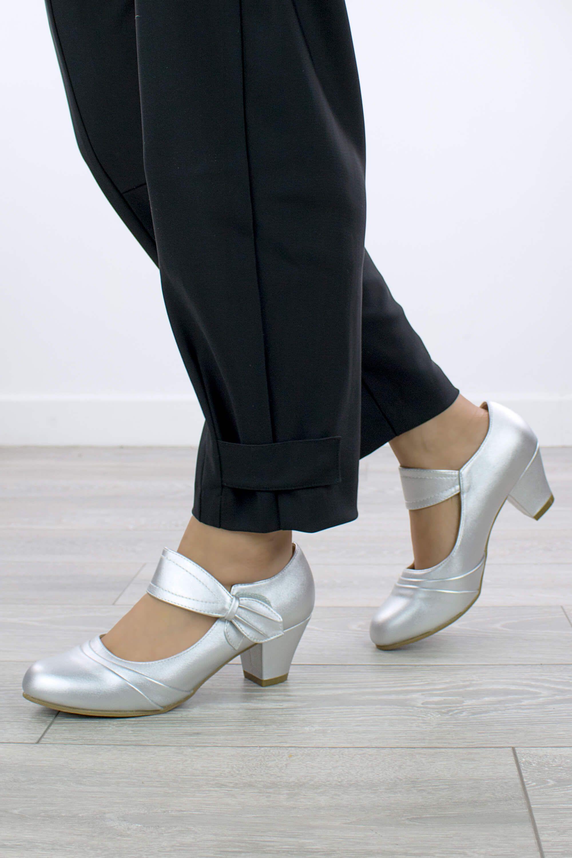 Mid Block Heel Mary Jane Comfort Work Court Shoes by AJVANI
